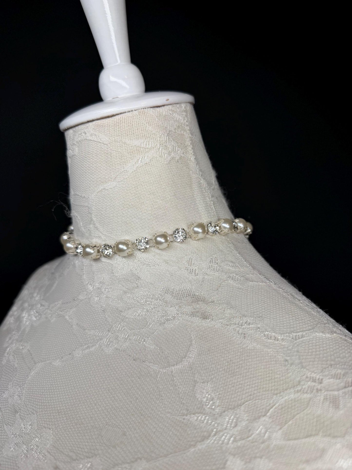 Pearl Jewel Choker: Handmade Elegant Bridal Necklace, Diamante, Jewels, Silver, Bridal Wear, Gift