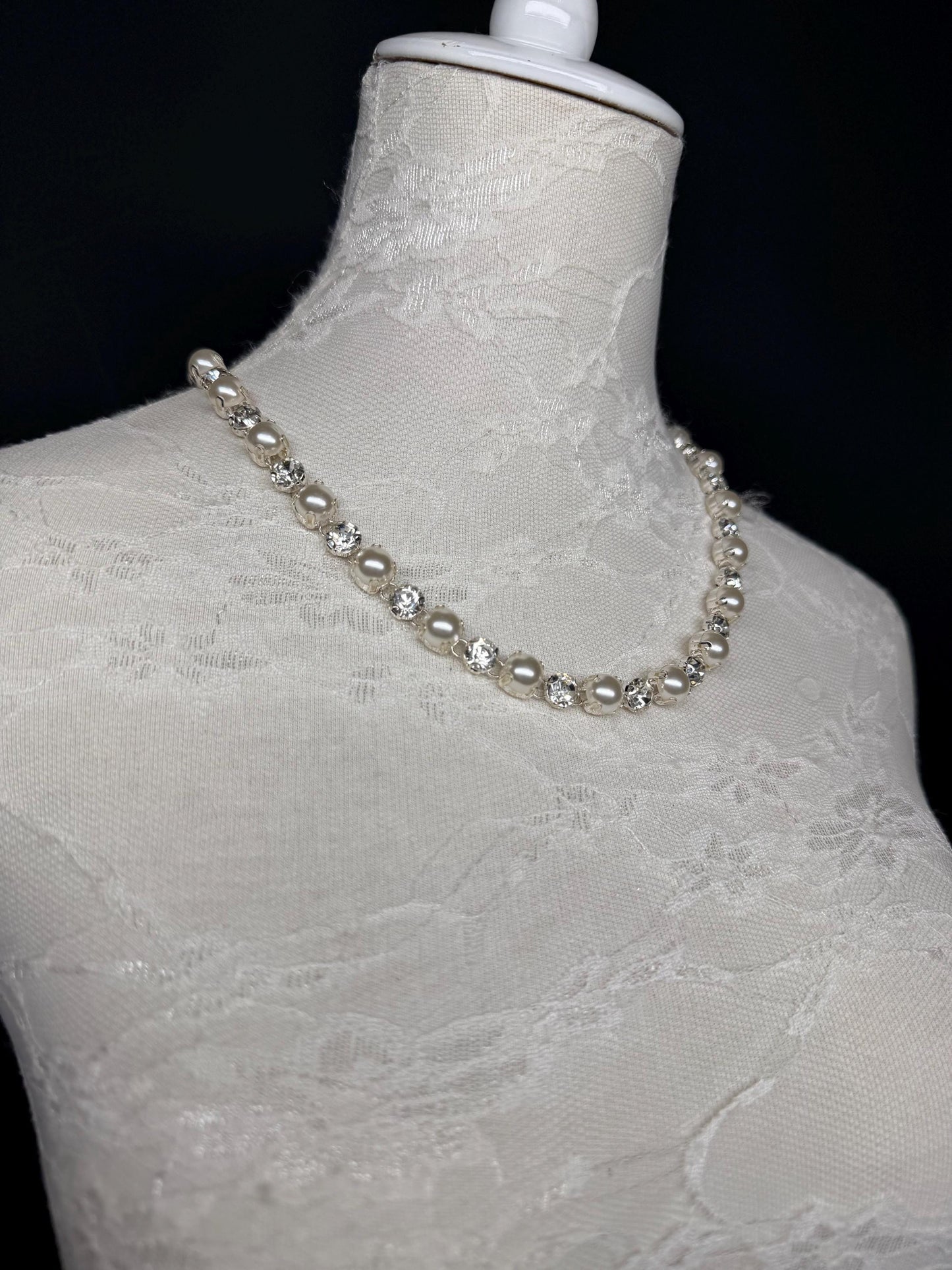 Pearl Jewel Choker: Handmade Elegant Bridal Necklace, Diamante, Jewels, Silver, Bridal Wear, Gift