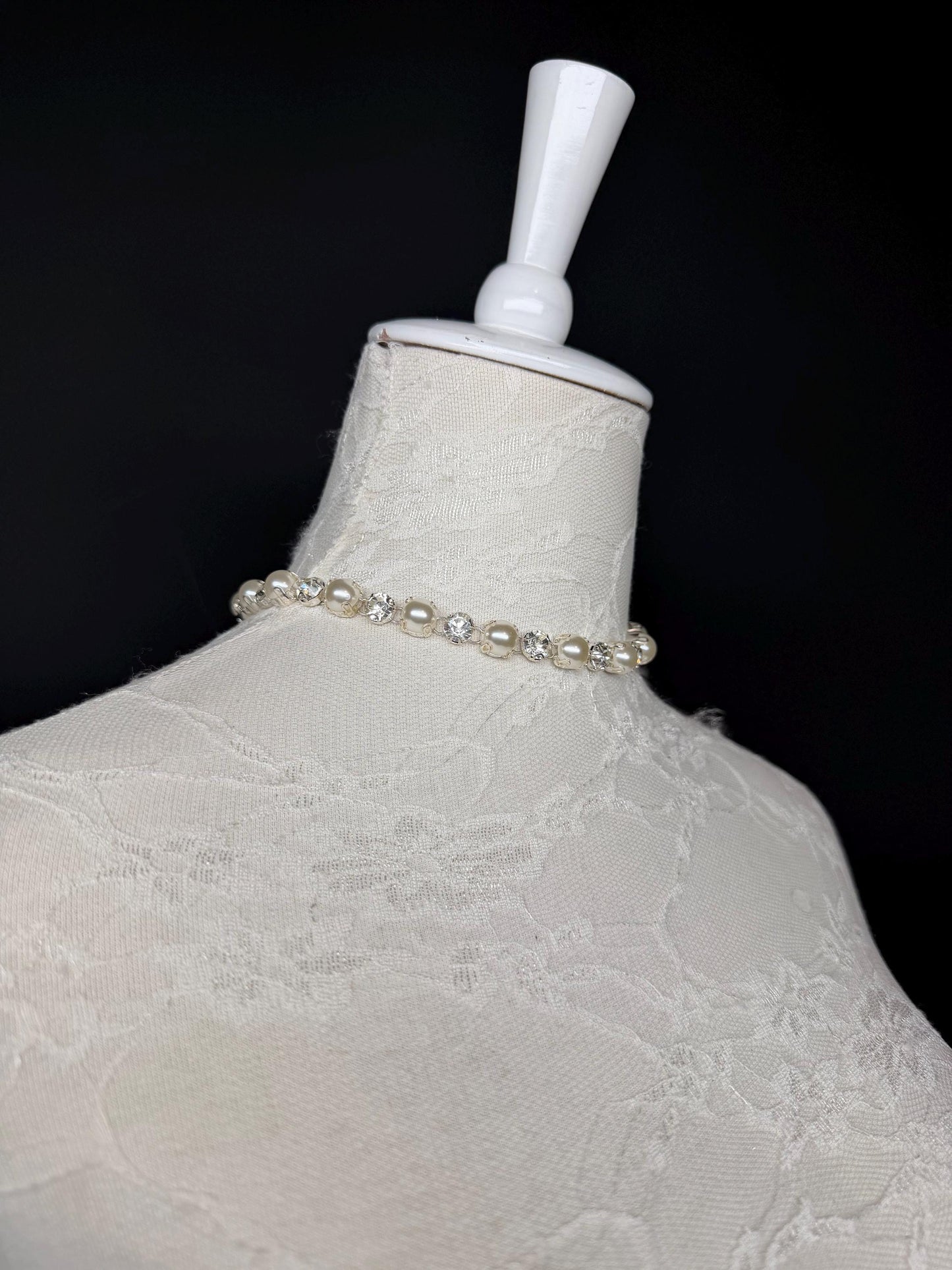 Pearl Jewel Choker: Handmade Elegant Bridal Necklace, Diamante, Jewels, Silver, Bridal Wear, Gift
