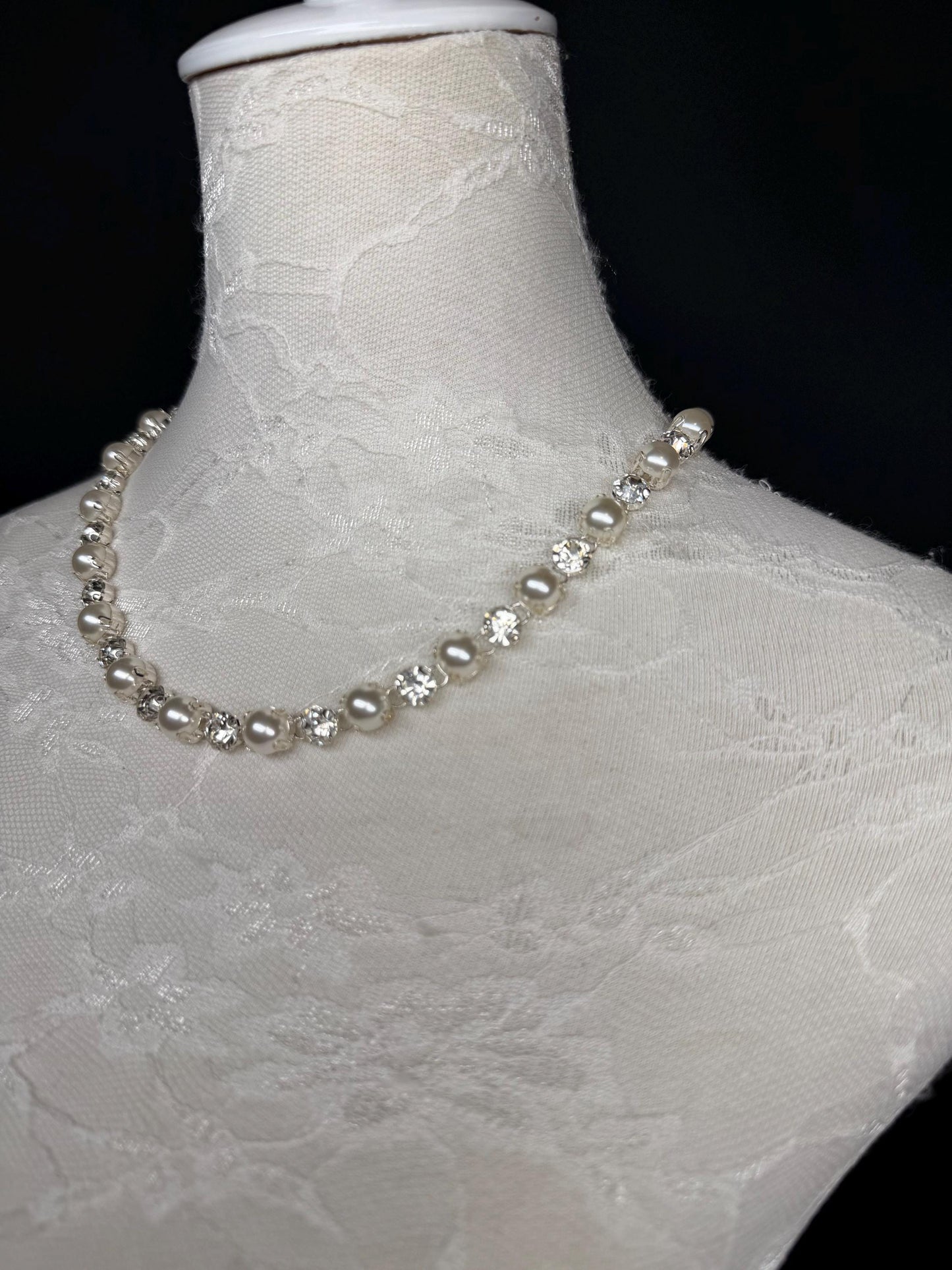 Pearl Jewel Choker: Handmade Elegant Bridal Necklace, Diamante, Jewels, Silver, Bridal Wear, Gift