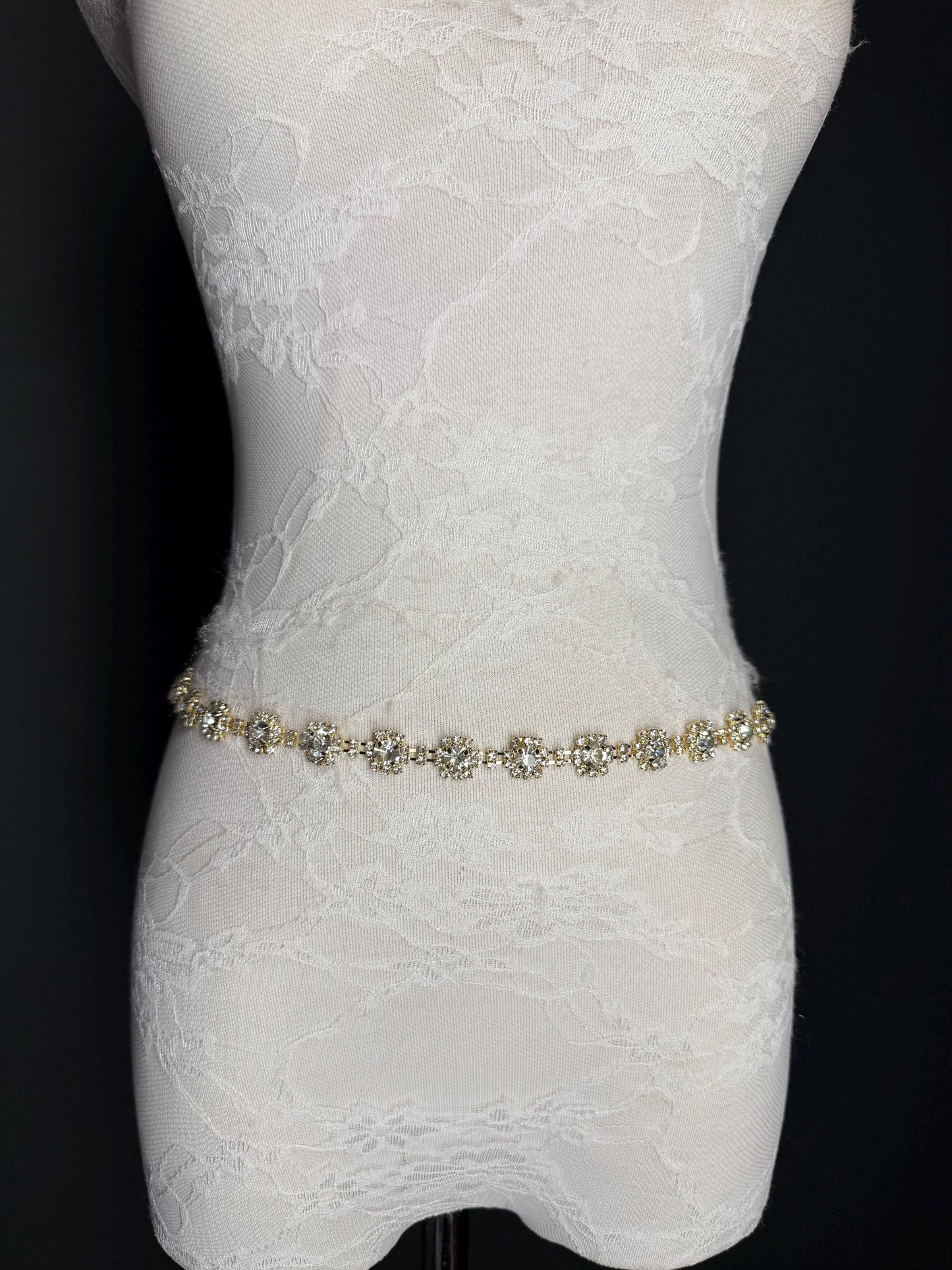 Jewel Rhinestone Belt, Gold Colour Metal Base, Elegant, Bridal, Gift
