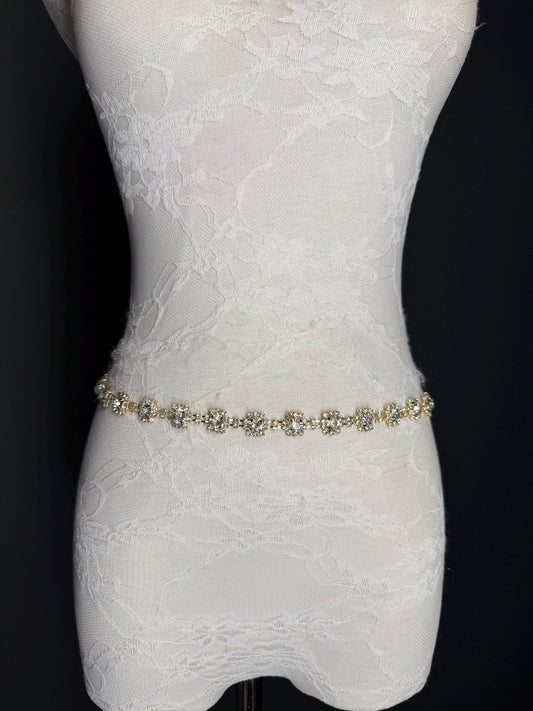 Jewel Rhinestone Belt, Gold Colour Metal Base, Elegant, Bridal, Gift