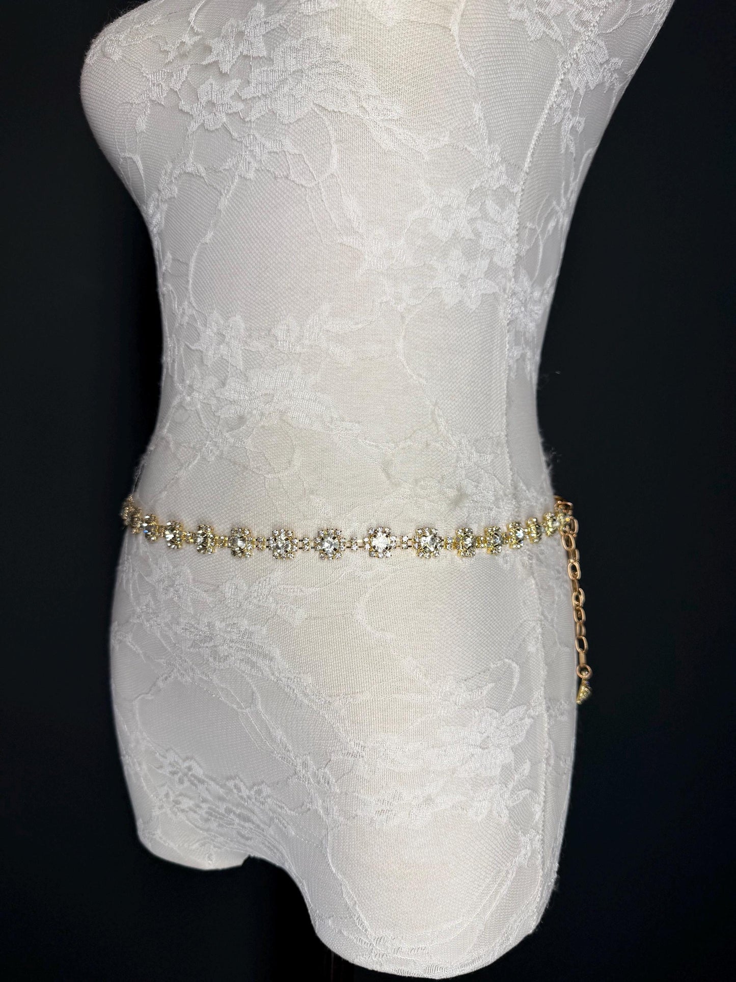 Jewel Rhinestone Belt, Gold Colour Metal Base, Elegant, Bridal, Gift