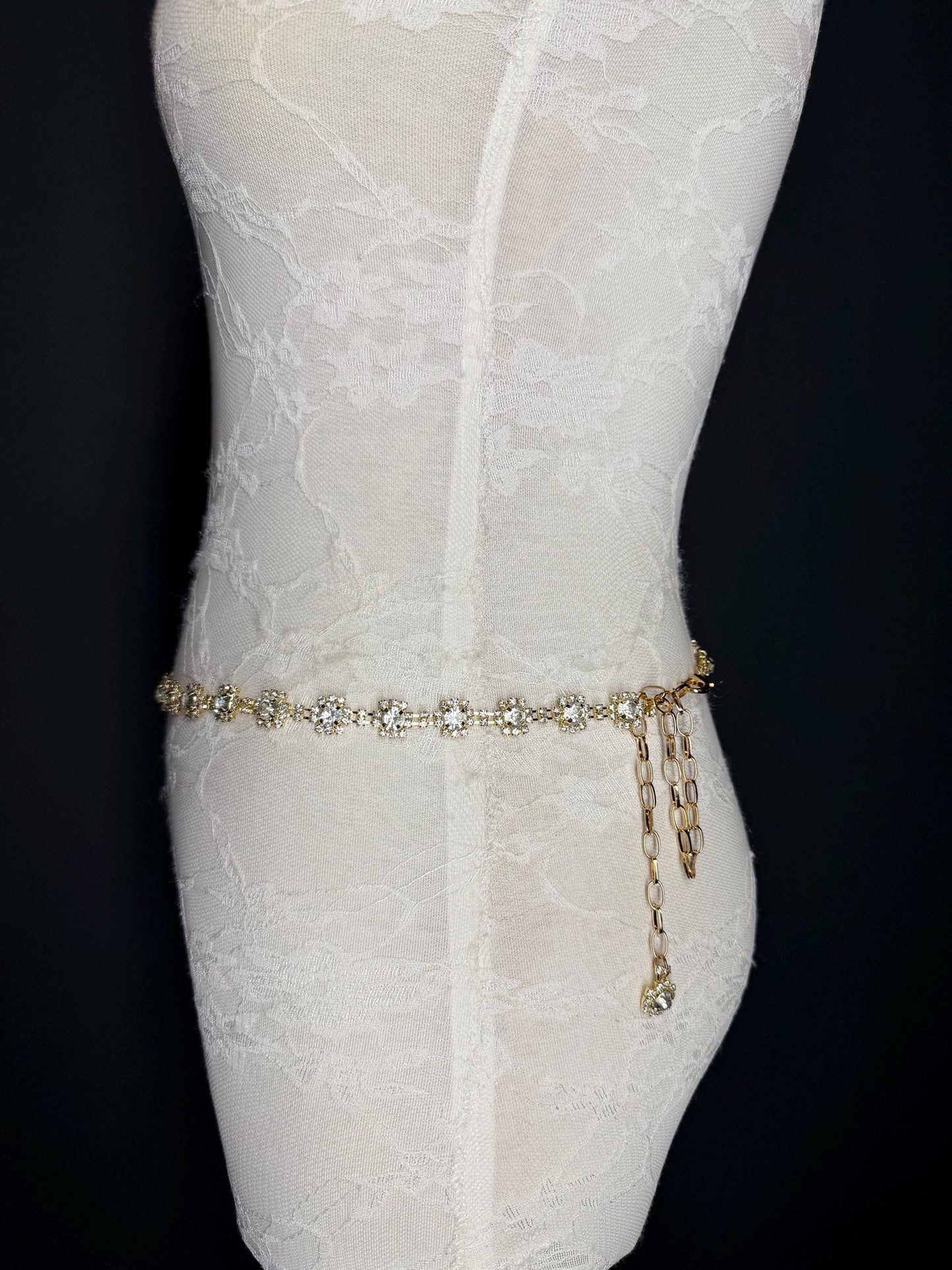 Jewel Rhinestone Belt, Gold Colour Metal Base, Elegant, Bridal, Gift