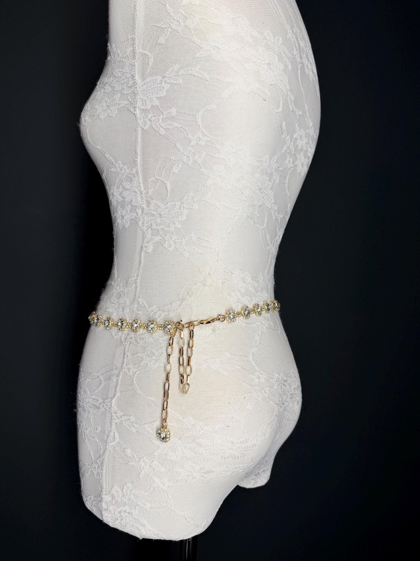 Jewel Rhinestone Belt, Gold Colour Metal Base, Elegant, Bridal, Gift