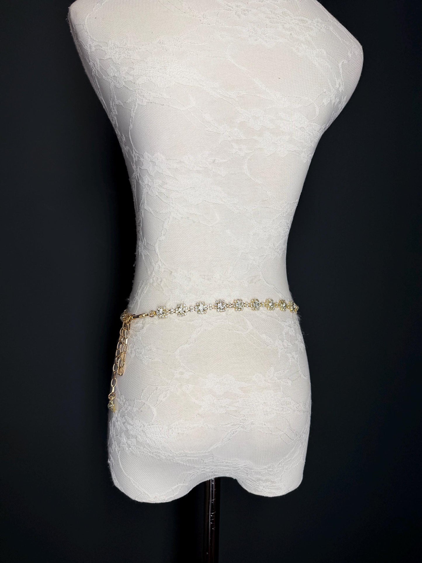 Jewel Rhinestone Belt, Gold Colour Metal Base, Elegant, Bridal, Gift