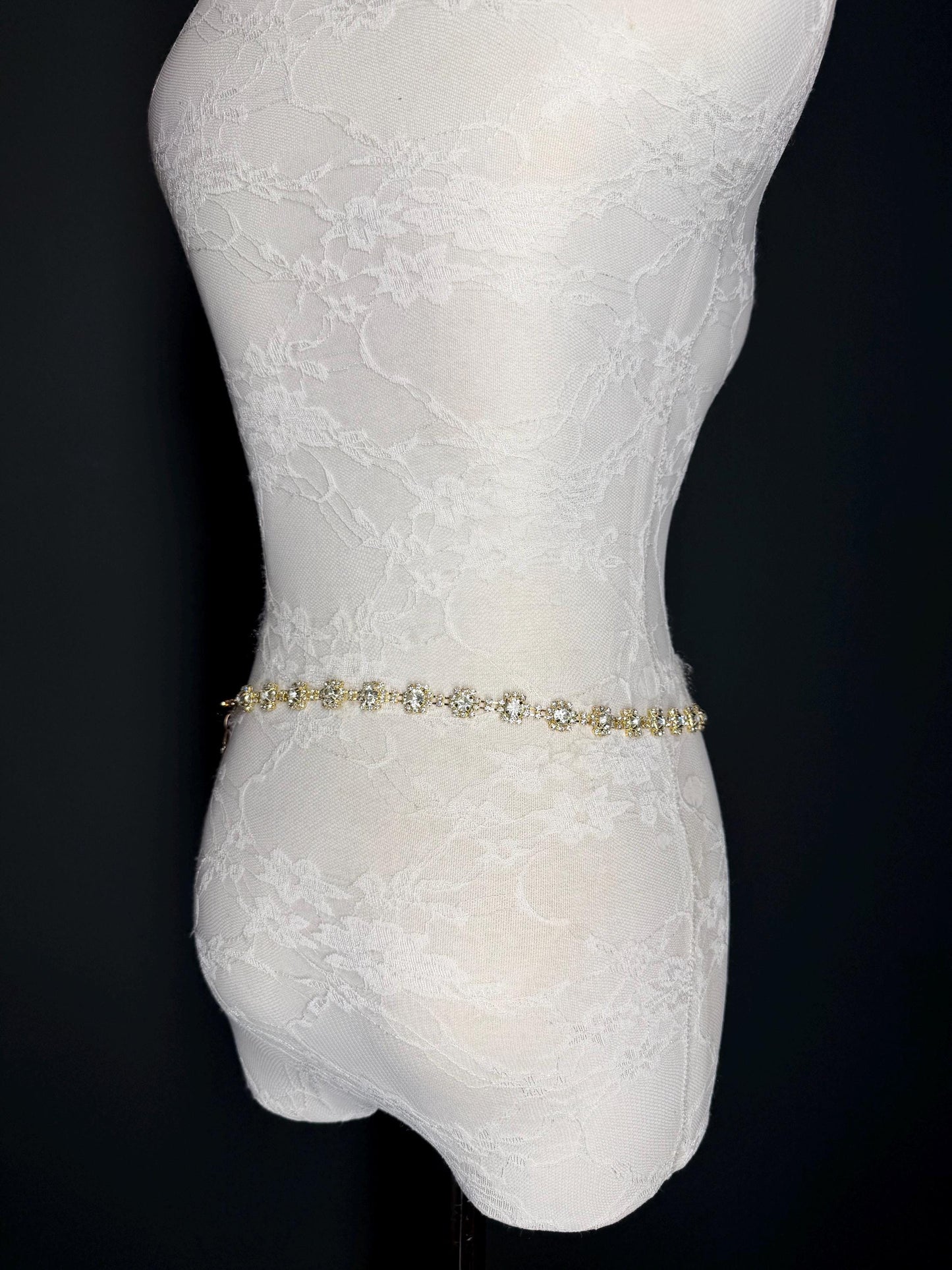Jewel Rhinestone Belt, Gold Colour Metal Base, Elegant, Bridal, Gift