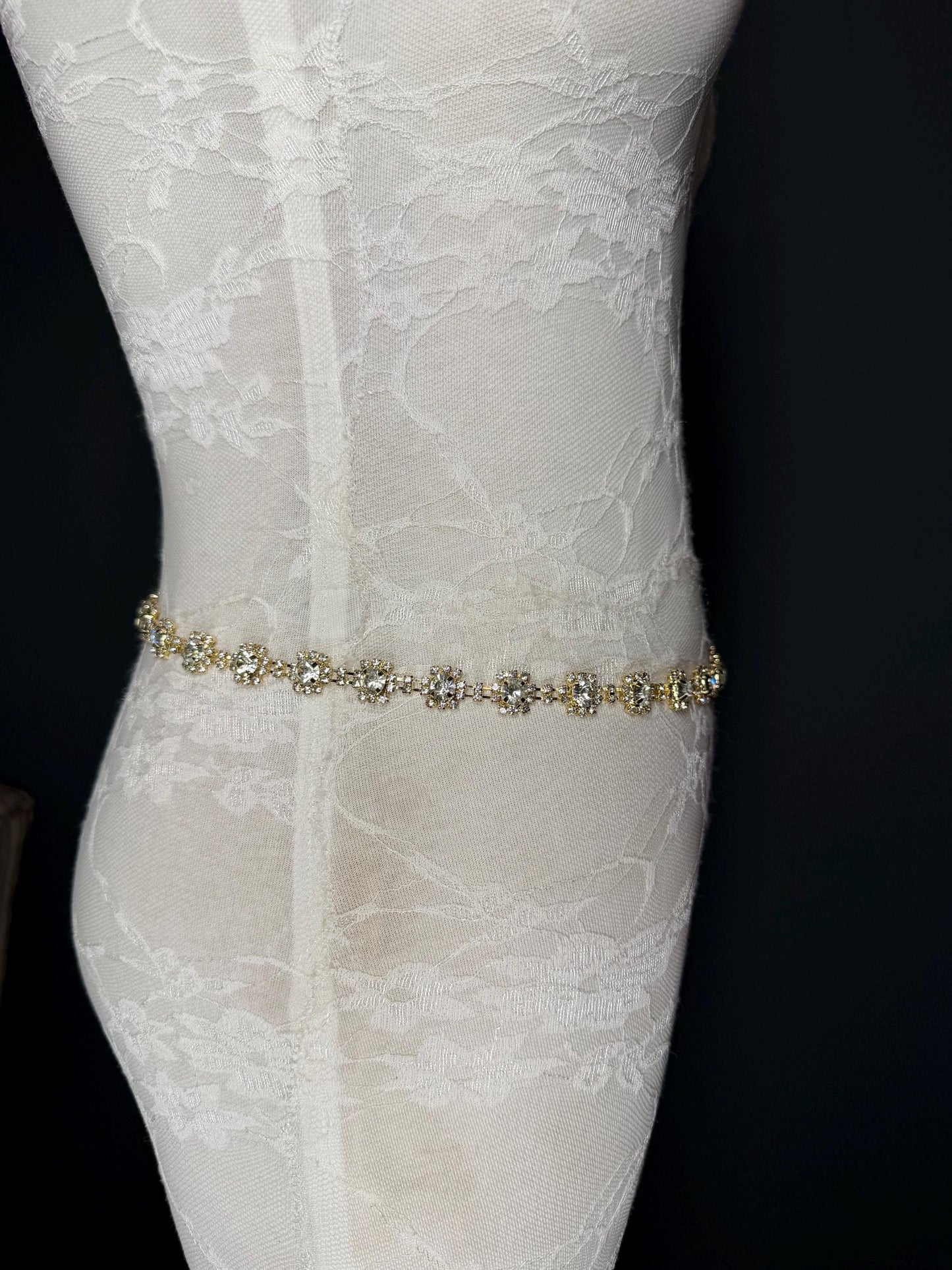 Jewel Rhinestone Belt, Gold Colour Metal Base, Elegant, Bridal, Gift