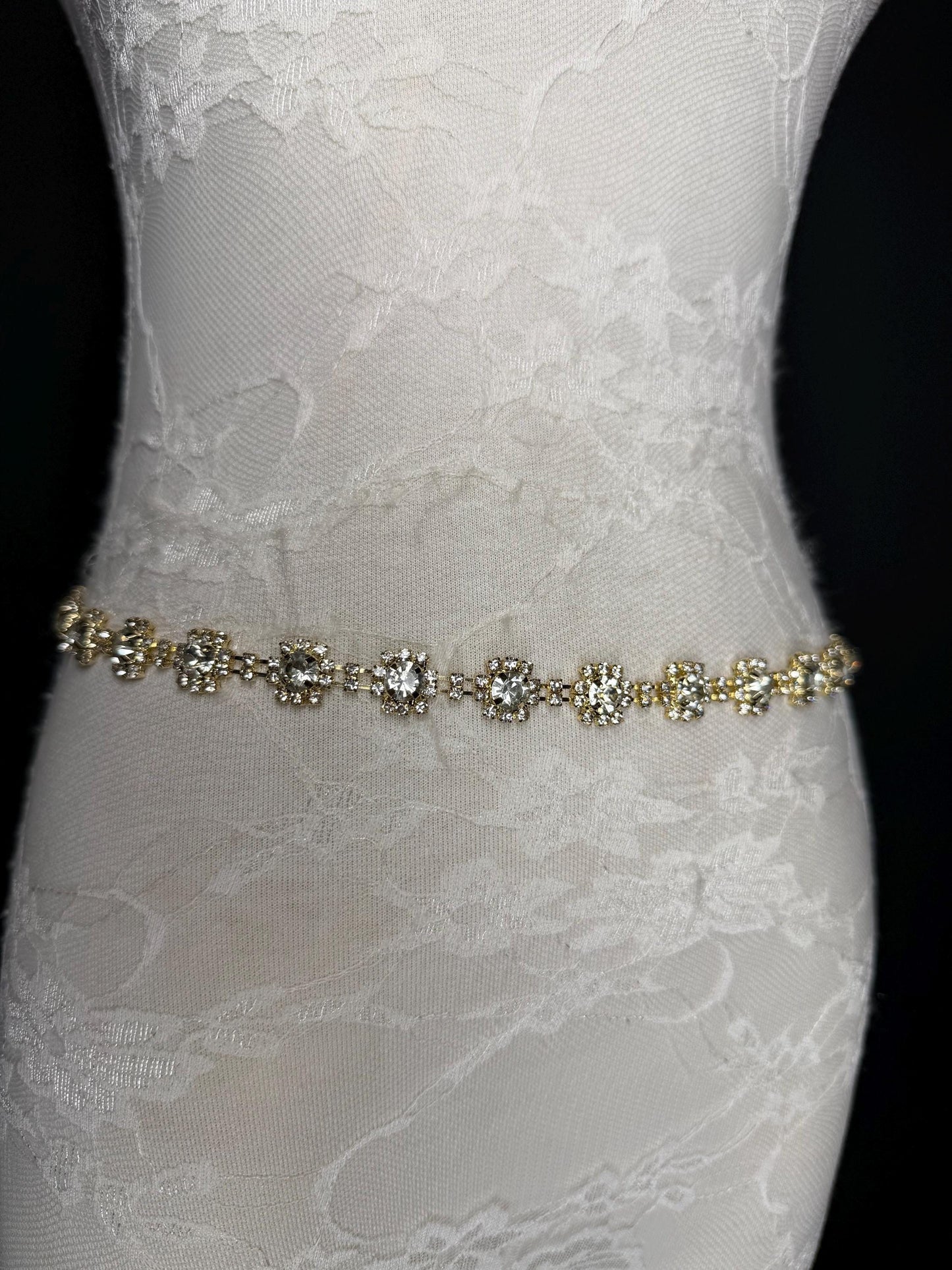 Jewel Rhinestone Belt, Gold Colour Metal Base, Elegant, Bridal, Gift