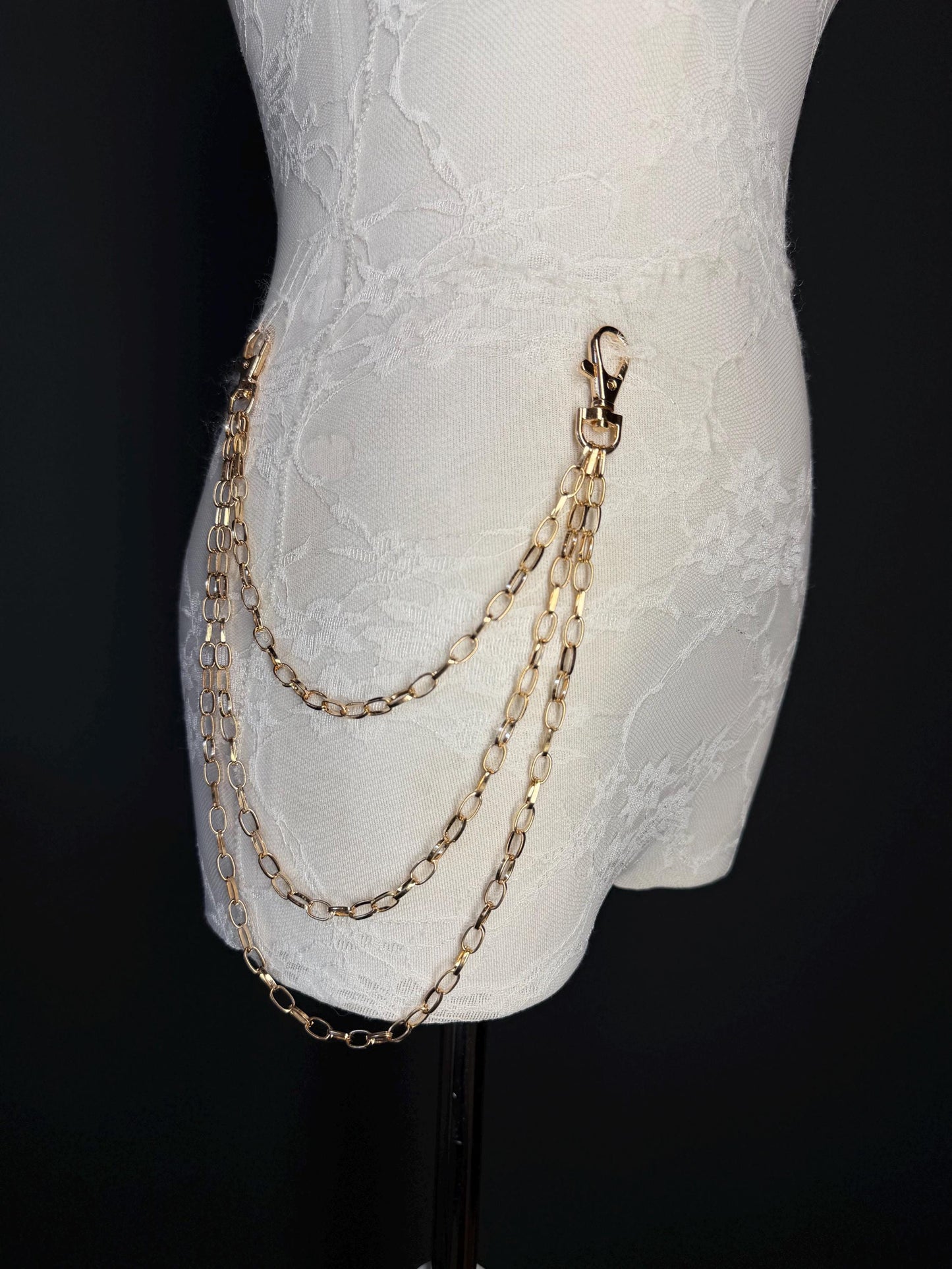 Multi-Layer Jeans Chain, Hip Hop Street Fashion, Custom Sizes, Silver, Gold