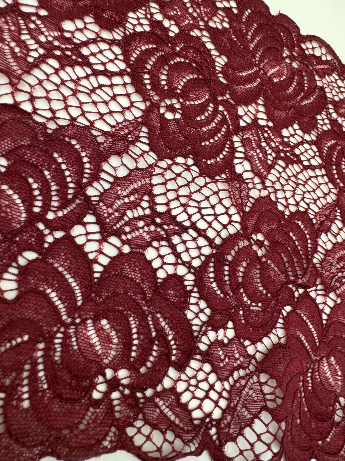 8” Wide Lace, 20cm Wide Stretch Lace, Lingerie Lace, Underwear, Dress Lace, Wine Colour Lace, Luxury Lace, Soft Elegant Lace