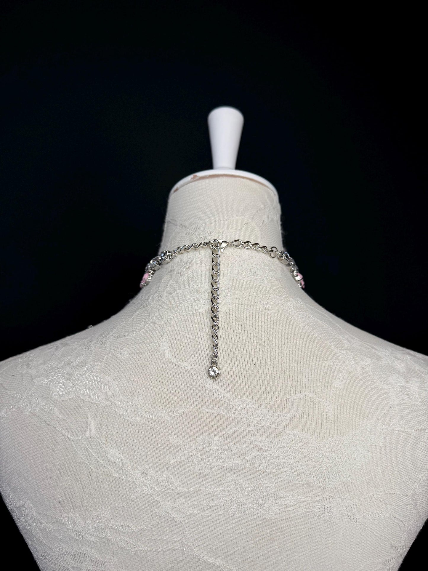 Rhinestone Jewel Choker: Handmade Elegant Bridal Necklace Choker, Diamante, Jewels, Silver