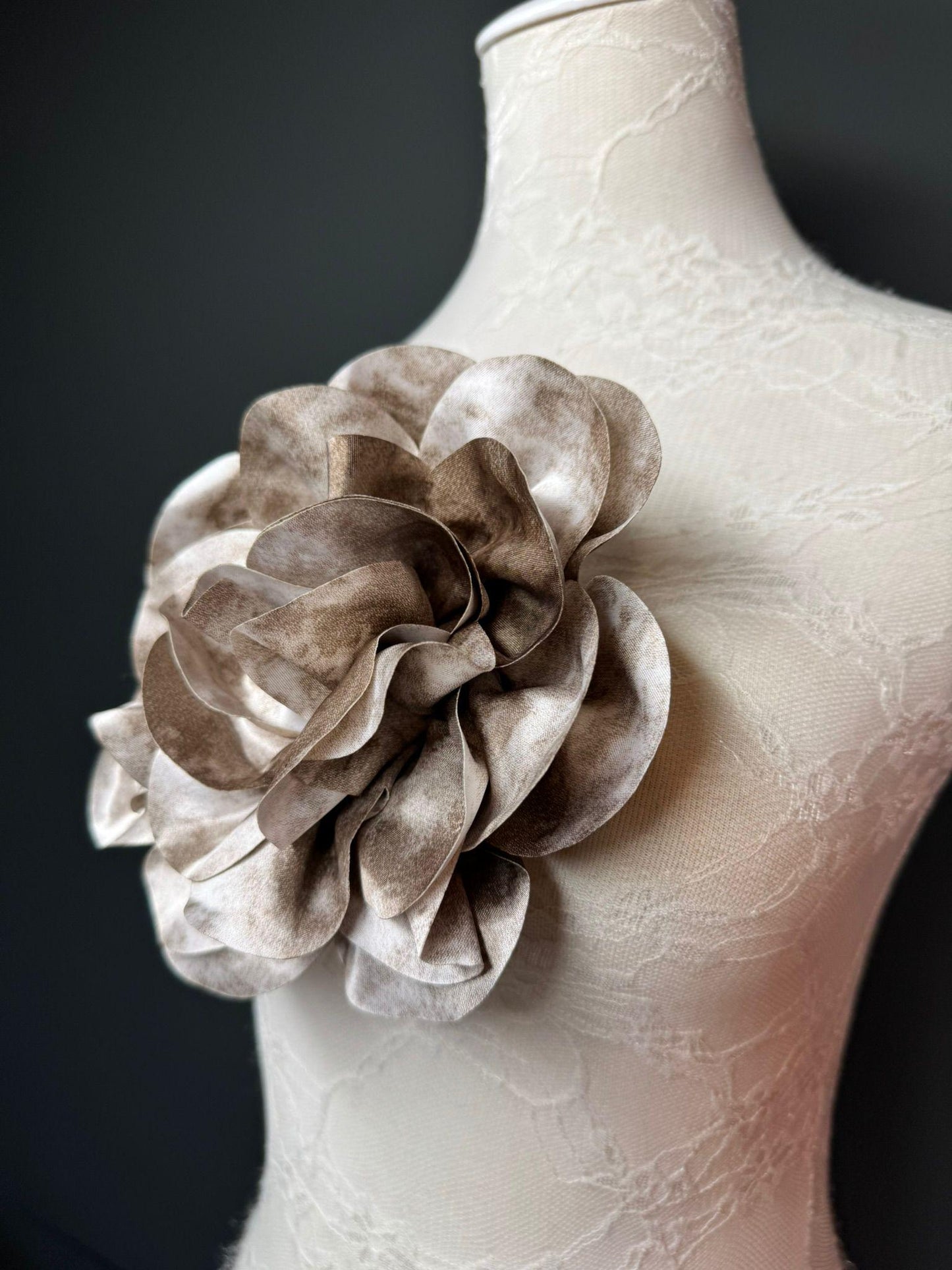 Large Satin Corsage Flower, Handmade 3D Floral Pin, 8", 20cm, 17 Colours