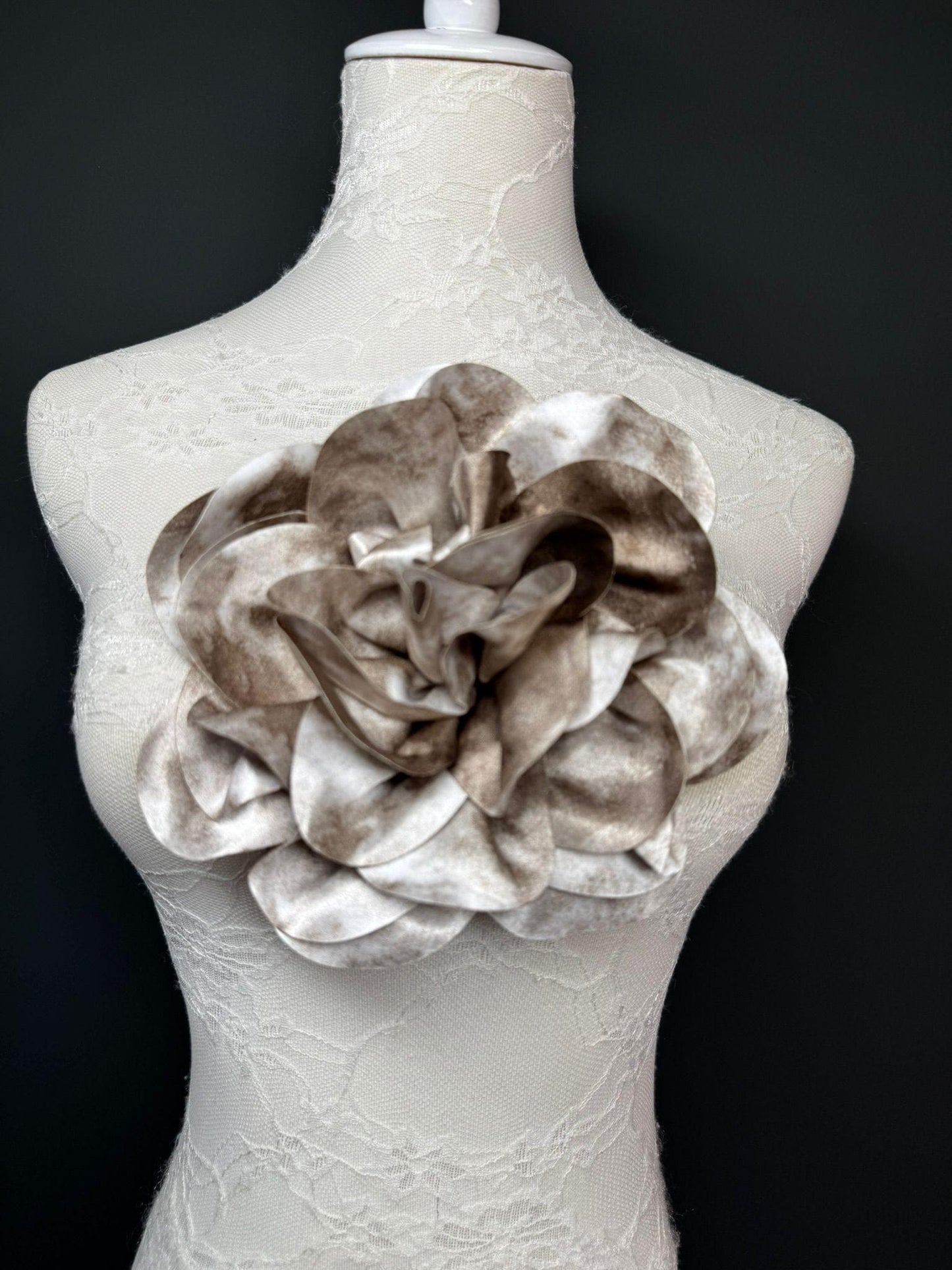 Large Satin Corsage Flower, Handmade 3D Floral Pin, 8", 20cm, 17 Colours