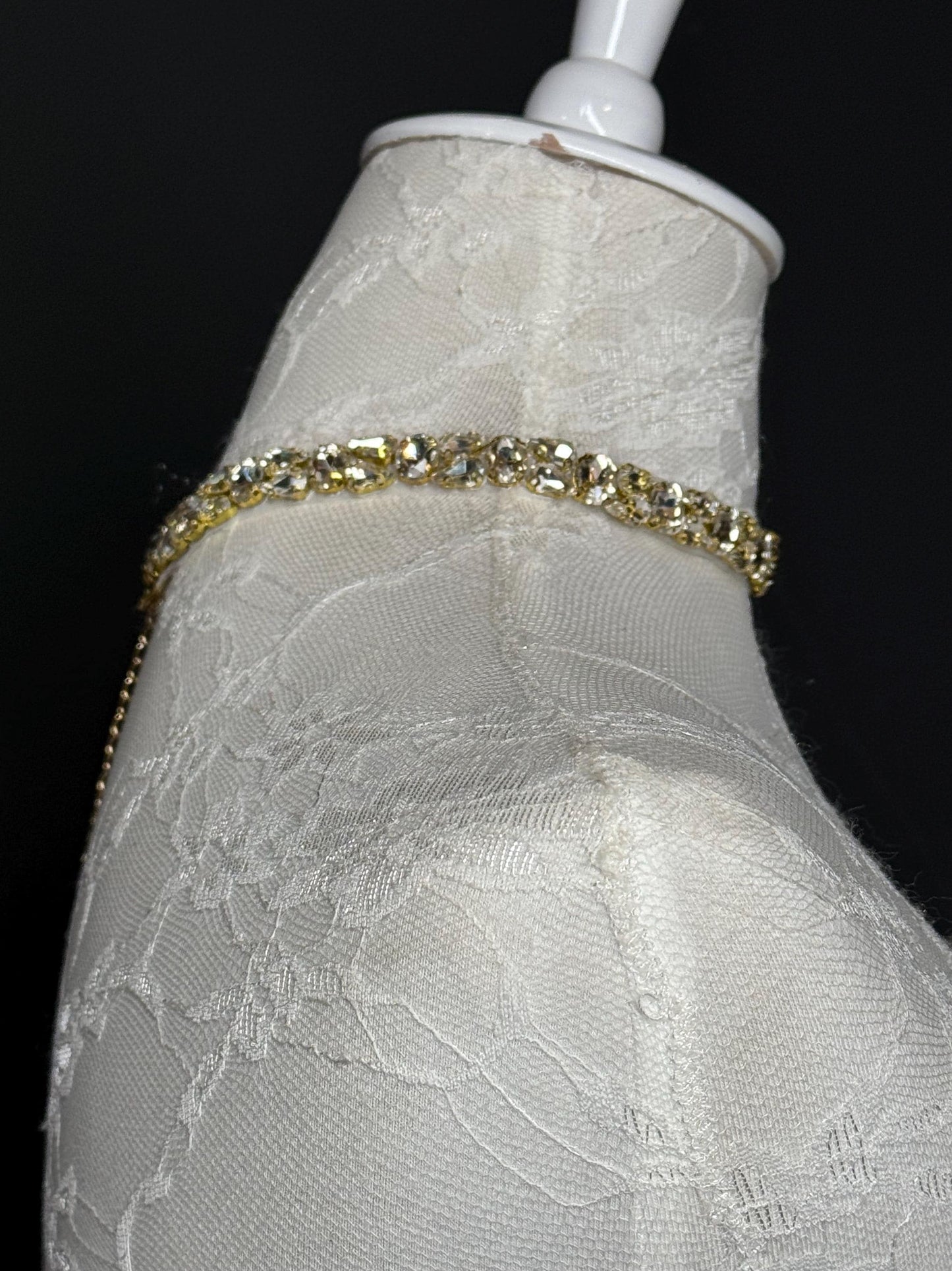 Jewel Rhinestone Choker Necklace, Handmade, Silver or Gold