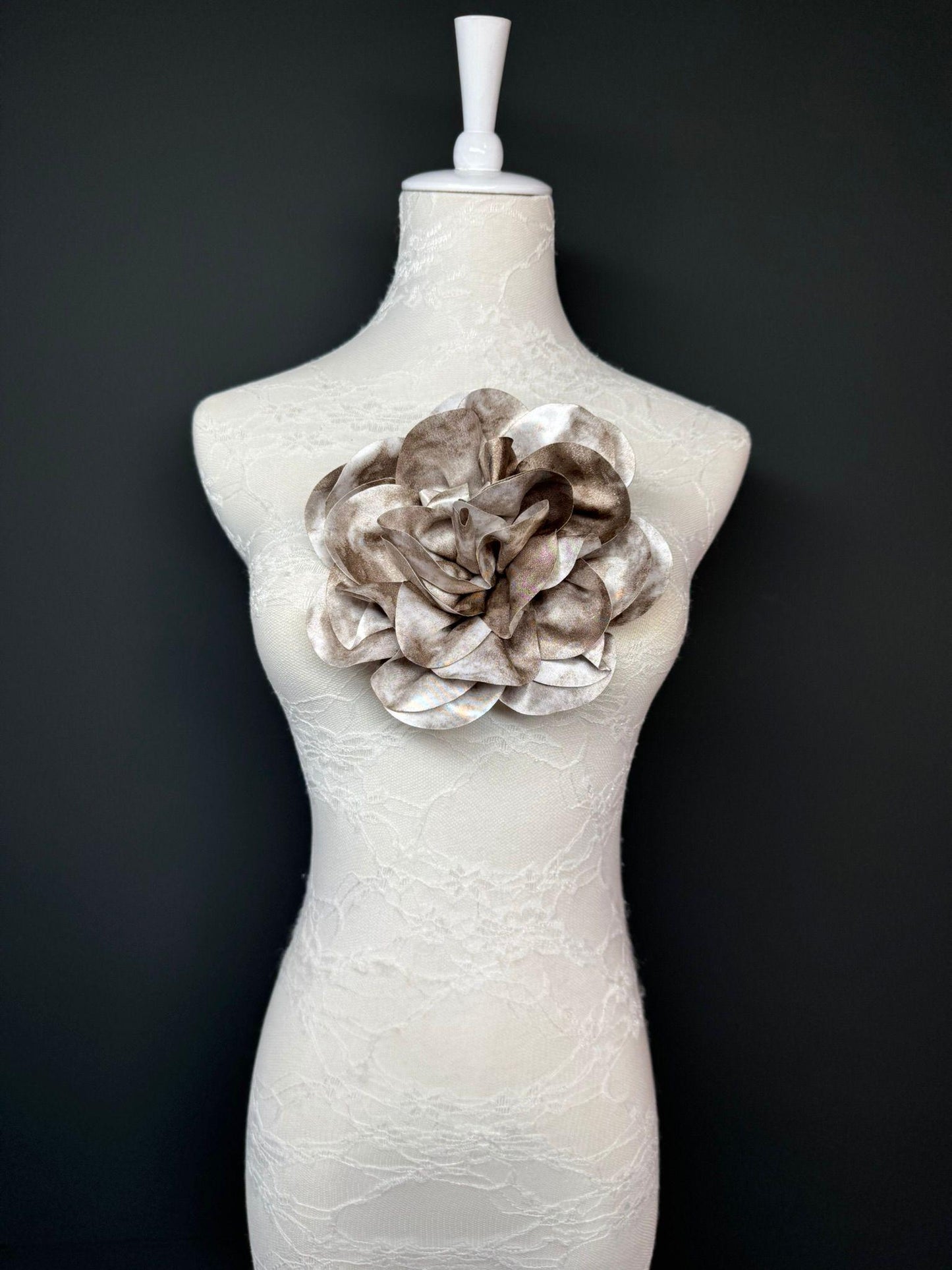 Large Satin Corsage Flower, Handmade 3D Floral Pin, 8", 20cm, 17 Colours