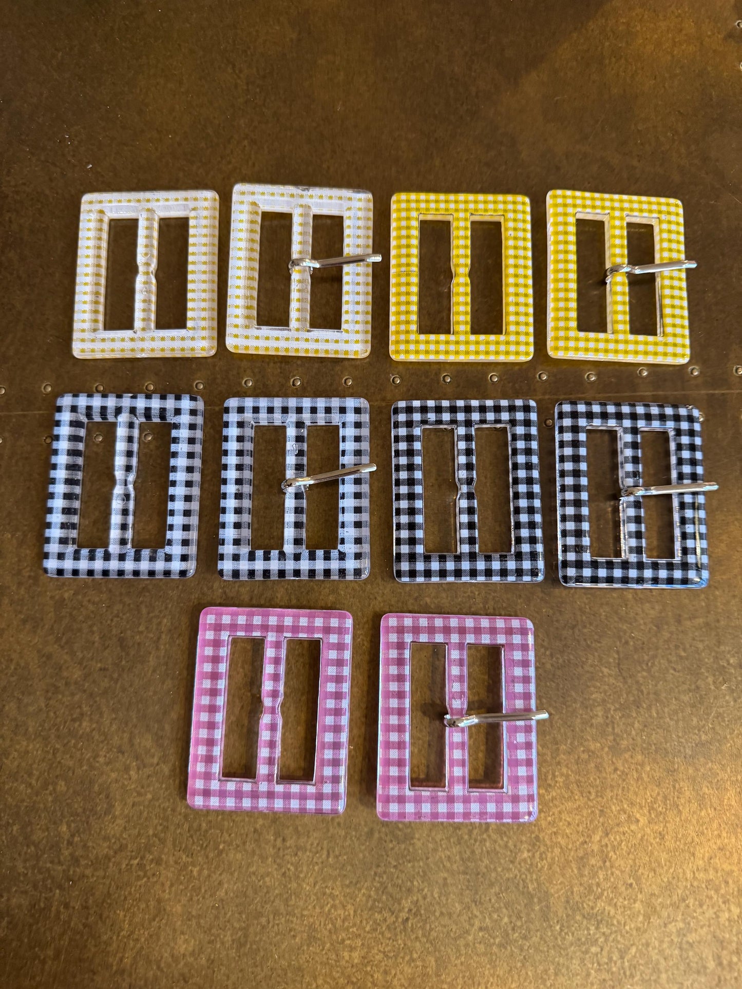 Buckles, Colourful Buckles, Mock Rectanlge  Buckle, Rectangle Chequer Pattern, Prong, Replacment Buckle, Dresses, Belts, Swikwear, Dress