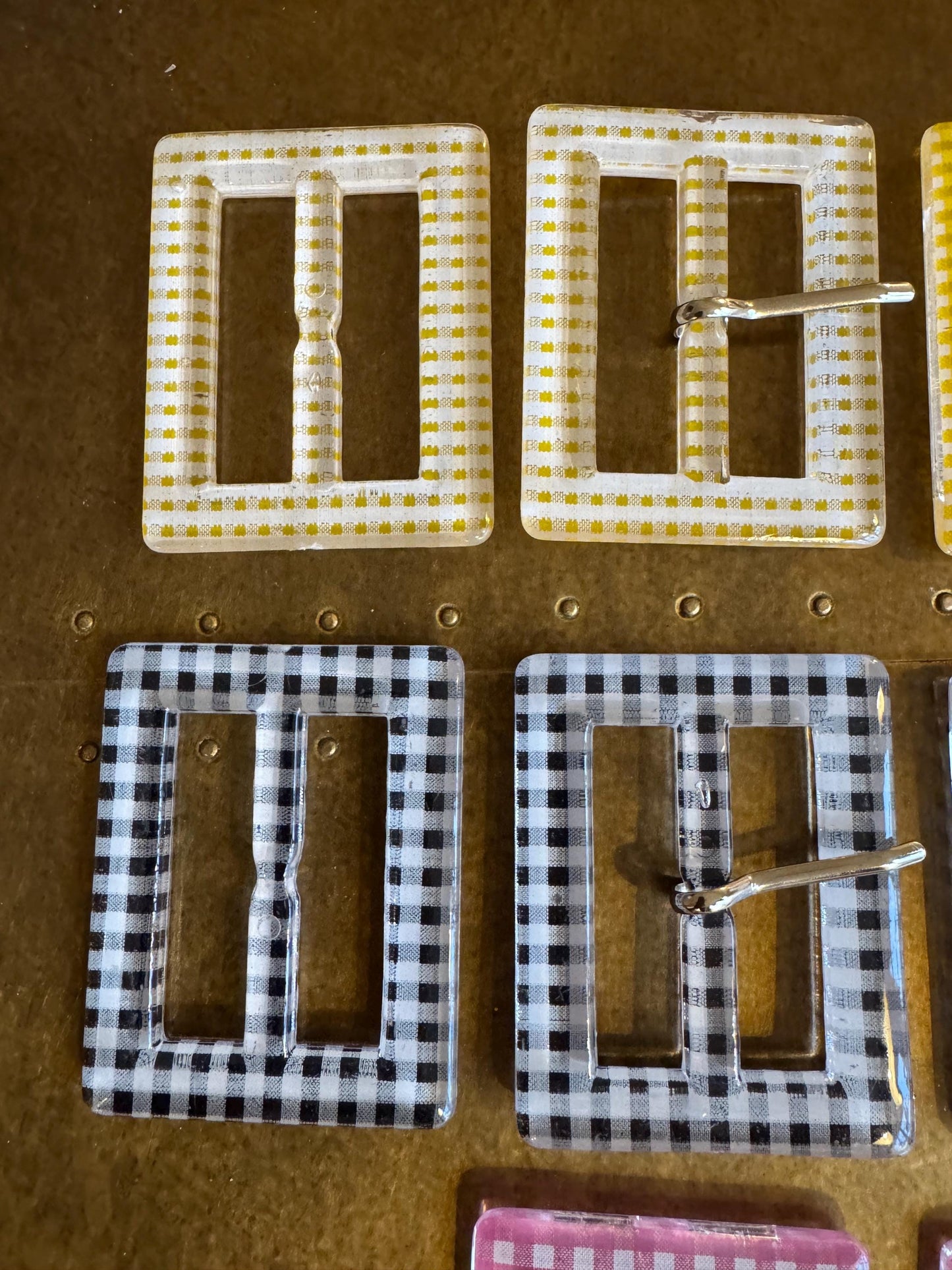 Buckles, Colourful Buckles, Mock Rectanlge  Buckle, Rectangle Chequer Pattern, Prong, Replacment Buckle, Dresses, Belts, Swikwear, Dress
