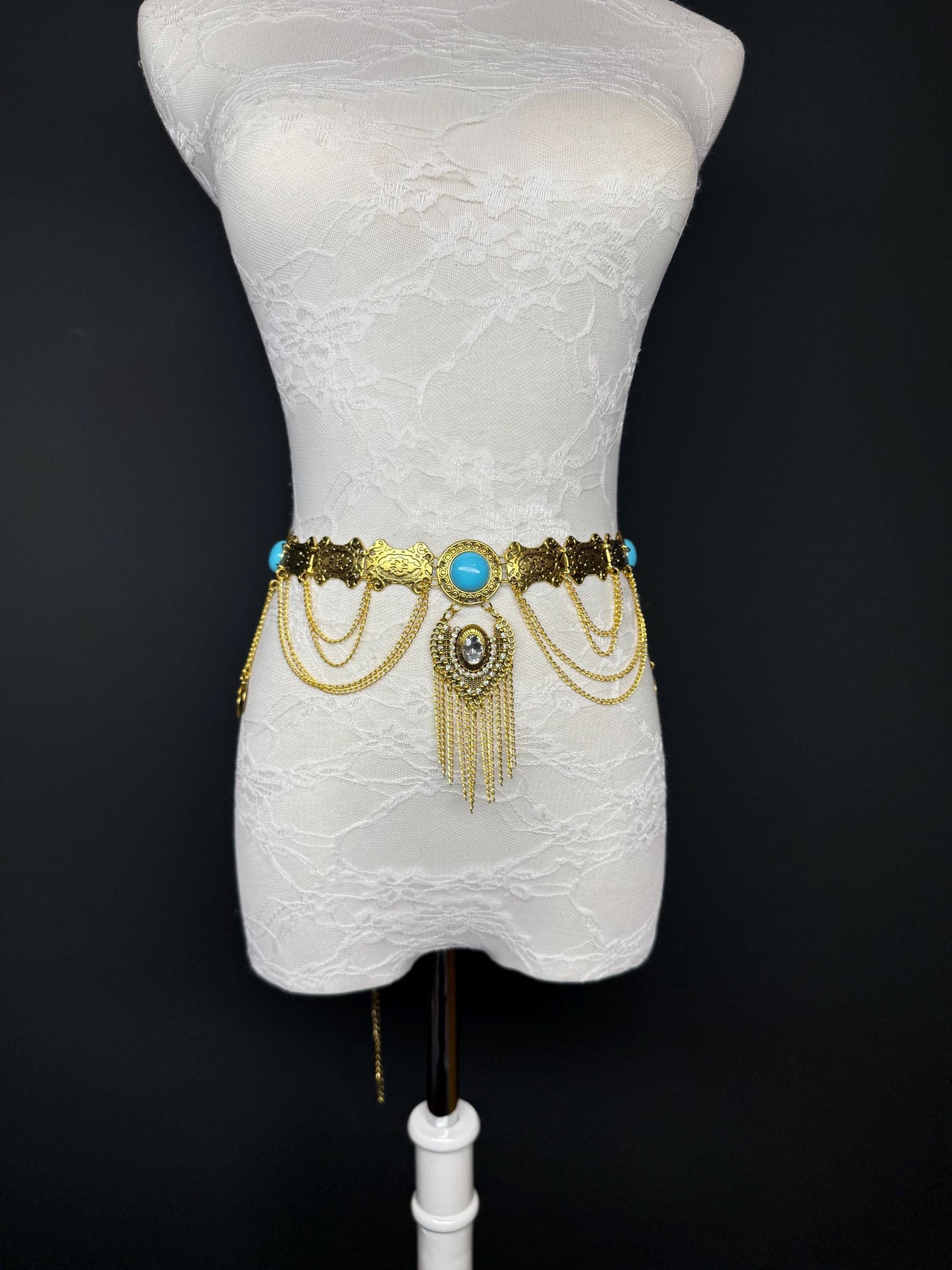Antique Gold Belly Chain Belt, Handmade Costume Dance Belt (18-40 inch)