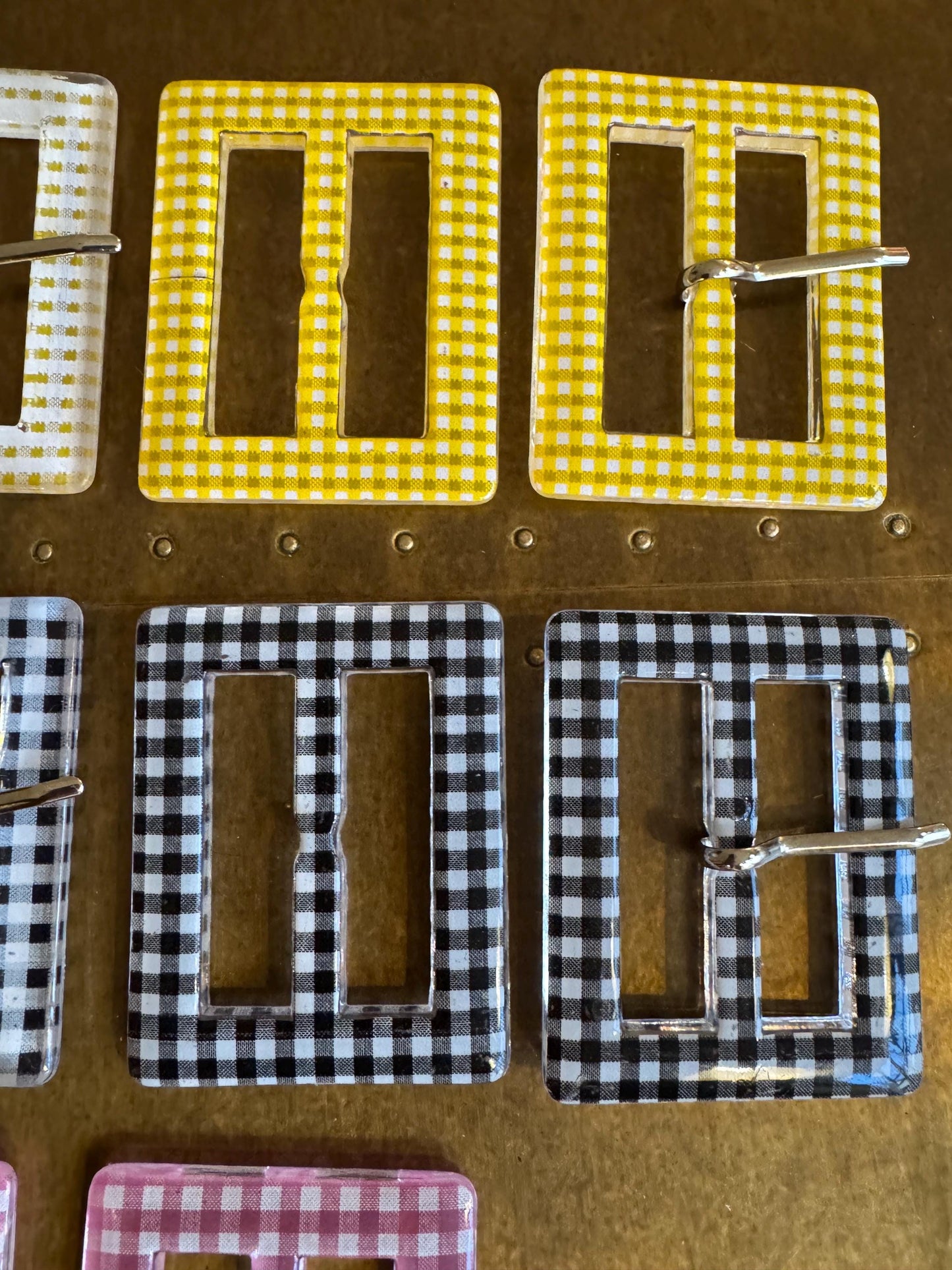 Buckles, Colourful Buckles, Mock Rectanlge  Buckle, Rectangle Chequer Pattern, Prong, Replacment Buckle, Dresses, Belts, Swikwear, Dress