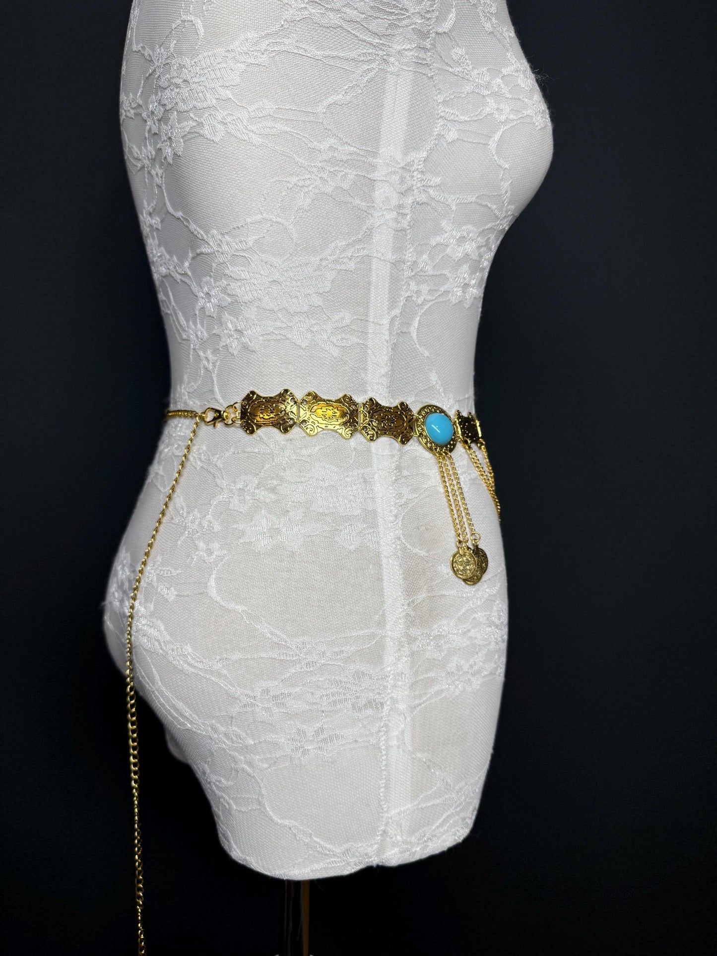 Antique Gold Belly Chain Belt, Handmade Costume Dance Belt (18-40 inch)