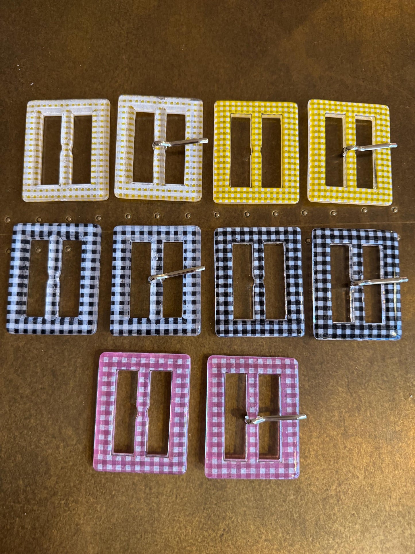 Buckles, Colourful Buckles, Mock Rectanlge  Buckle, Rectangle Chequer Pattern, Prong, Replacment Buckle, Dresses, Belts, Swikwear, Dress