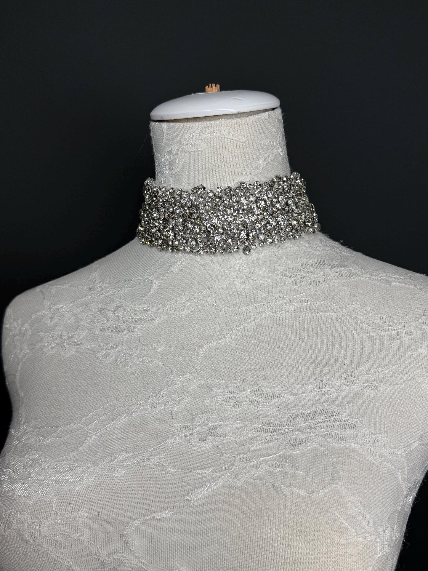 Jewel Rhinestone with Pearl Choker Handmade, Exclusive FAN Design