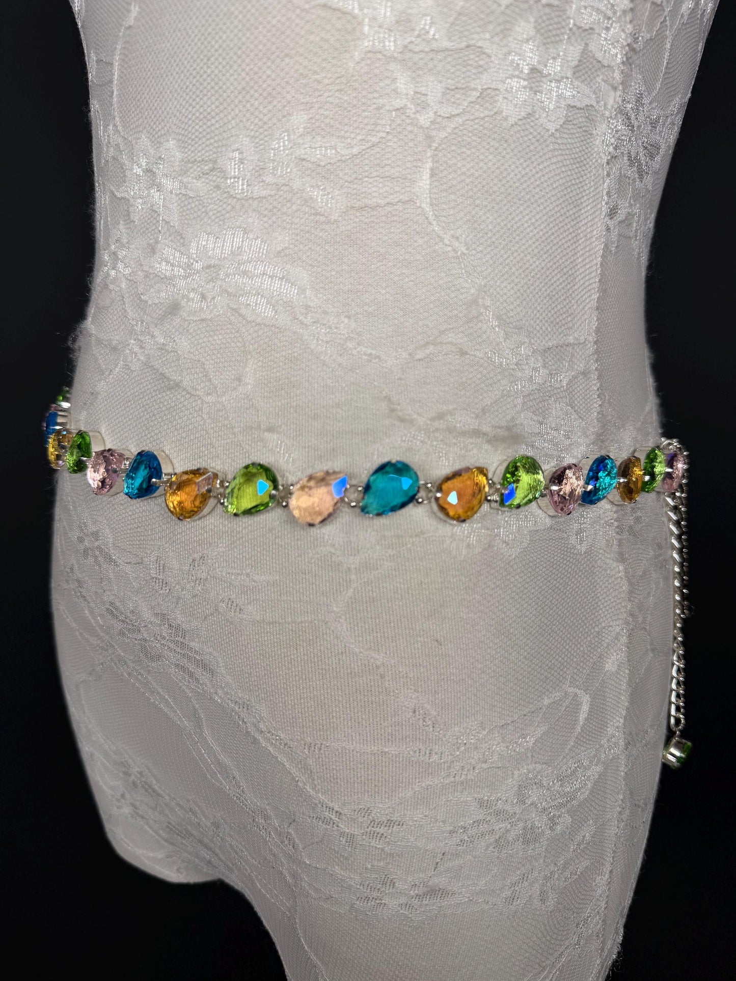 X-Long Belt, Jewel Rhinestone Belt, Chain Belt, Vintage Style Belt, Diamante Belt, Bridal Belt, Gift, Quality Belt, Elegant, Swimwear Belt