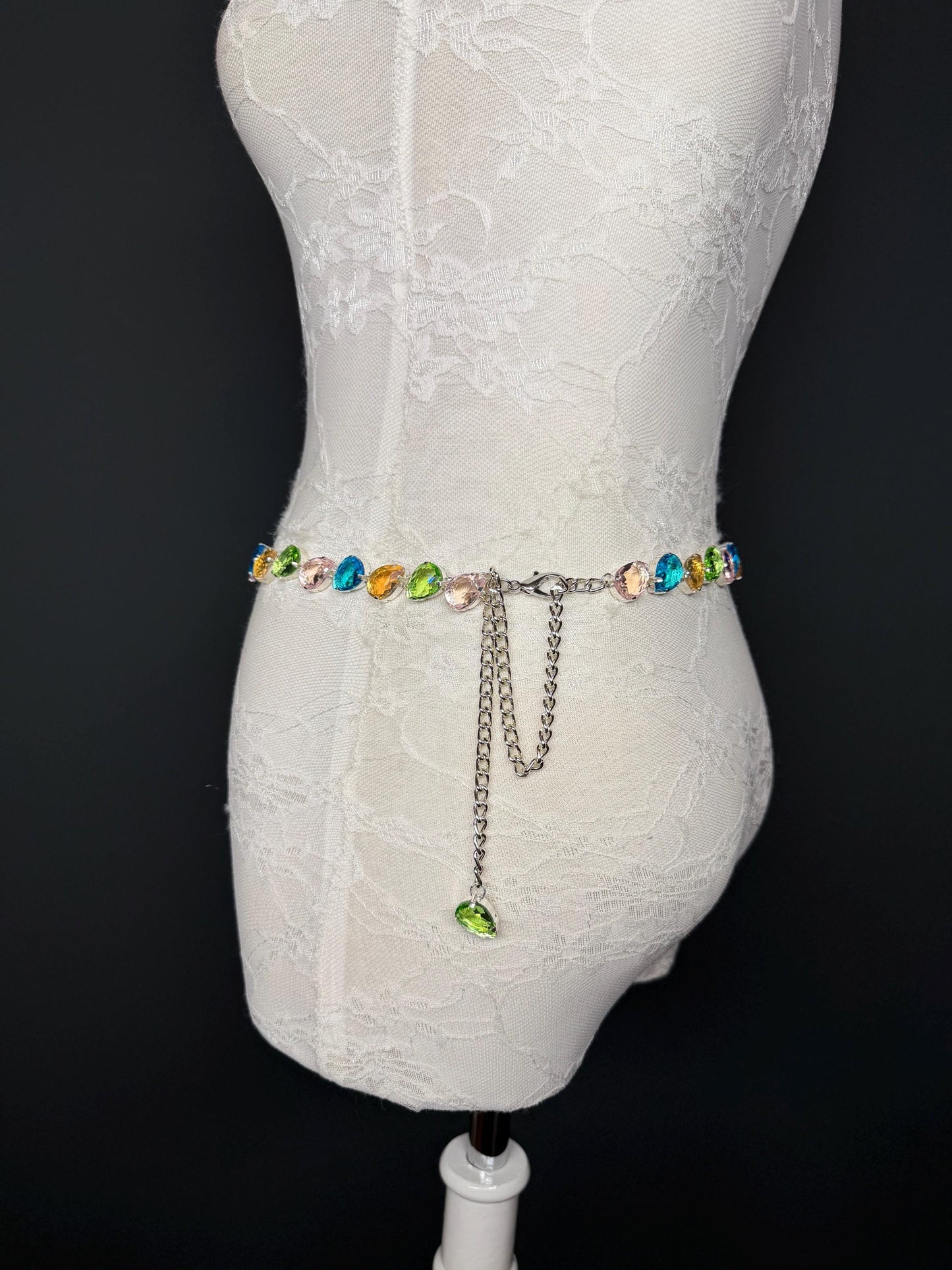 X-Long Belt, Jewel Rhinestone Belt, Chain Belt, Vintage Style Belt, Diamante Belt, Bridal Belt, Gift, Quality Belt, Elegant, Swimwear Belt