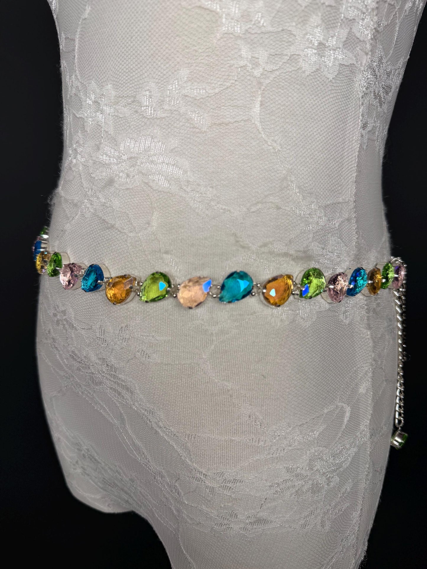 X-Long Belt, Jewel Rhinestone Belt, Chain Belt, Vintage Style Belt, Diamante Belt, Bridal Belt, Gift, Quality Belt, Elegant, Swimwear Belt
