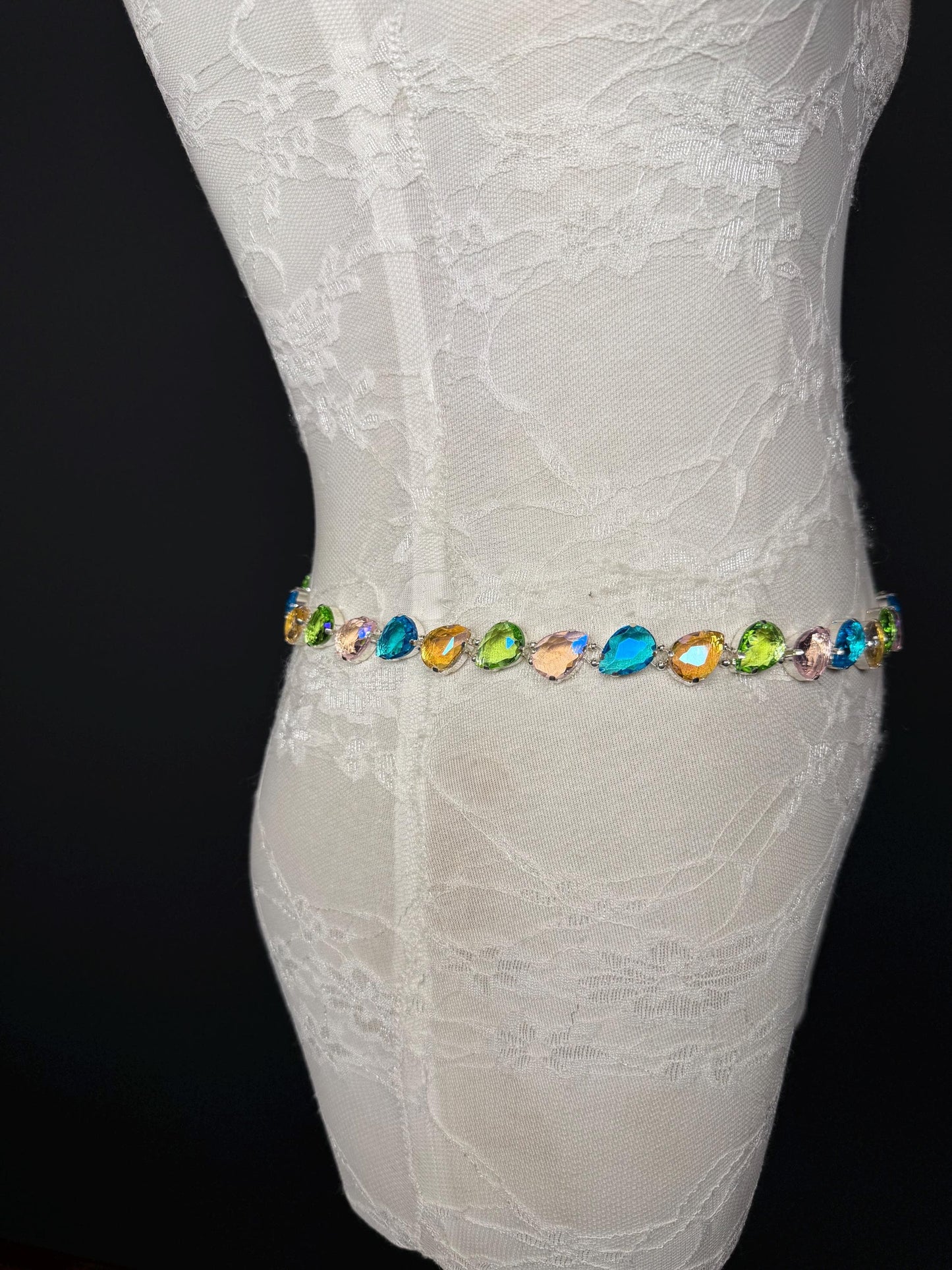 X-Long Belt, Jewel Rhinestone Belt, Chain Belt, Vintage Style Belt, Diamante Belt, Bridal Belt, Gift, Quality Belt, Elegant, Swimwear Belt
