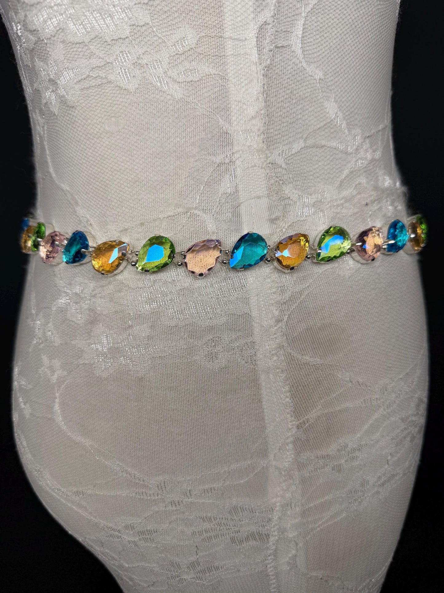 X-Long Belt, Jewel Rhinestone Belt, Chain Belt, Vintage Style Belt, Diamante Belt, Bridal Belt, Gift, Quality Belt, Elegant, Swimwear Belt