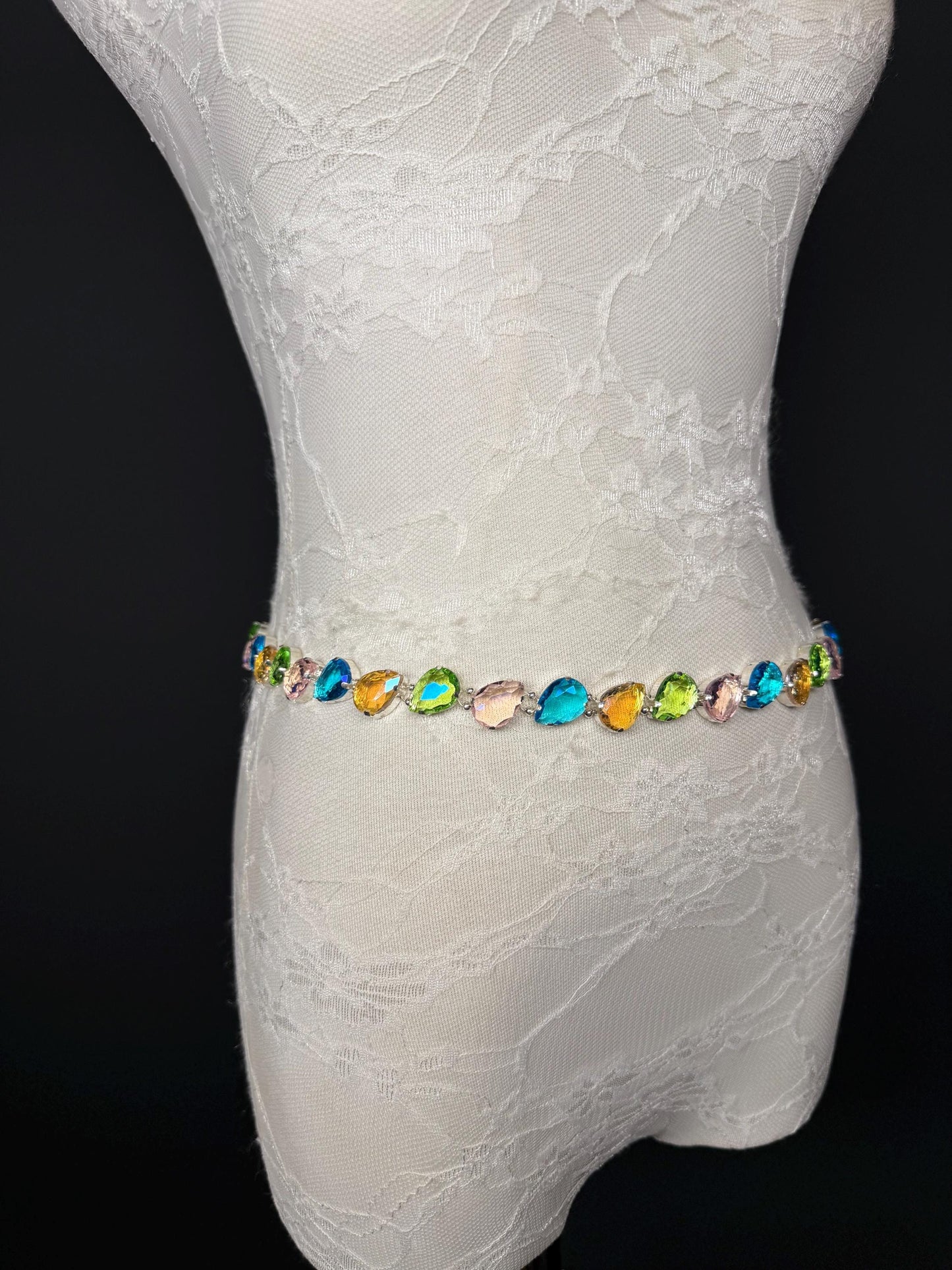 X-Long Belt, Jewel Rhinestone Belt, Chain Belt, Vintage Style Belt, Diamante Belt, Bridal Belt, Gift, Quality Belt, Elegant, Swimwear Belt