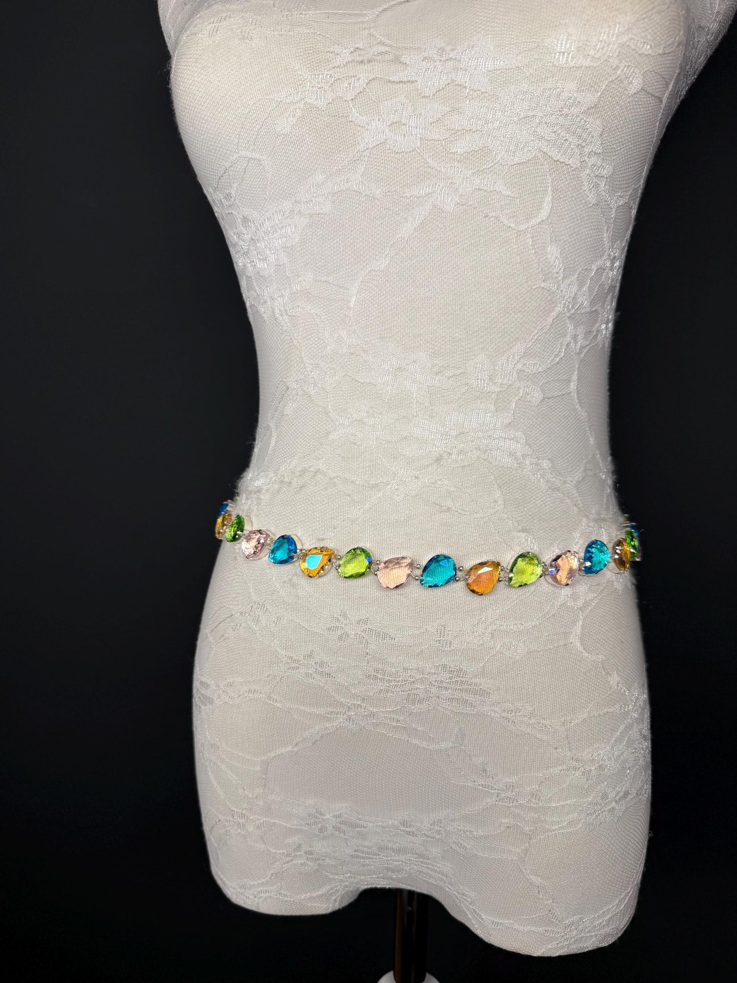 X-Long Belt, Jewel Rhinestone Belt, Chain Belt, Vintage Style Belt, Diamante Belt, Bridal Belt, Gift, Quality Belt, Elegant, Swimwear Belt