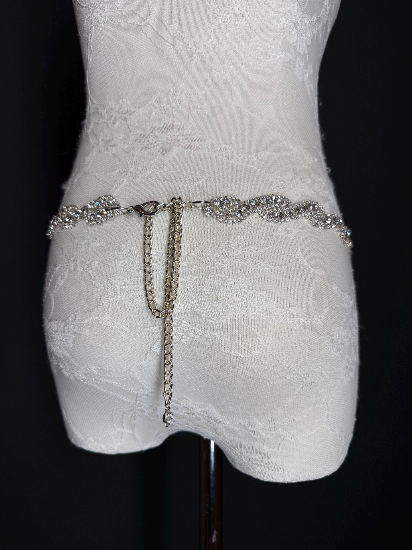 Rhinestone Jewel Belt, Metal Belt, Teen Sizes, Size 18”-60”, Fan Design, Fan Collection, Silver Metal belt, Fashion Accessory