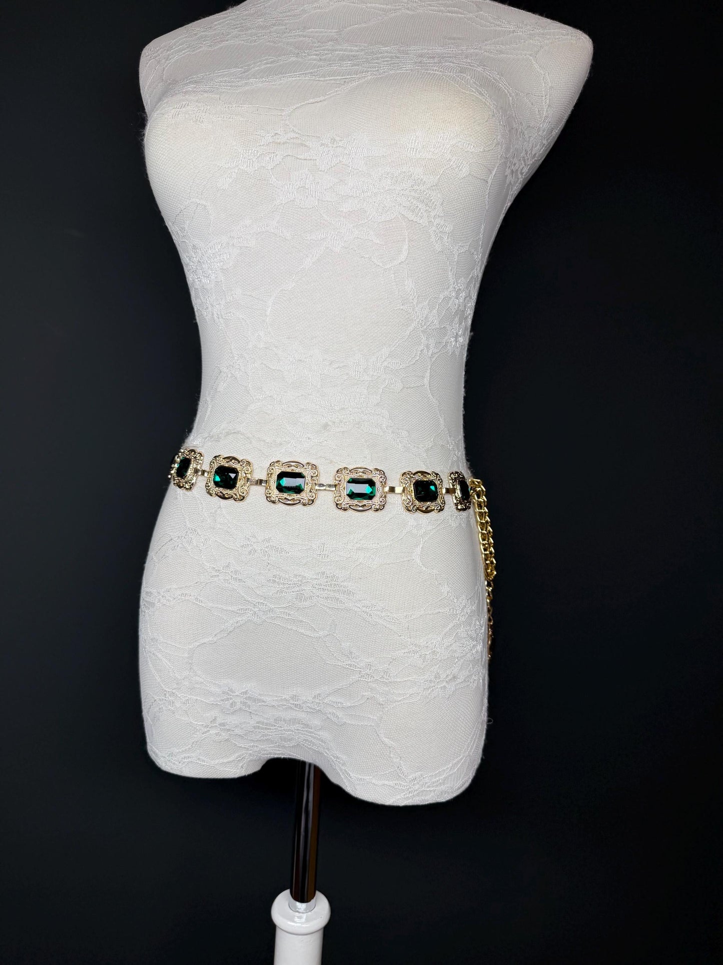 X-long Jewel Belt, Metal Multi Colour Jewel Belt, Warm Tones, Teen Sizes, Size 18”-60”, Fan Design, Fan Collection, Fashion Accessory
