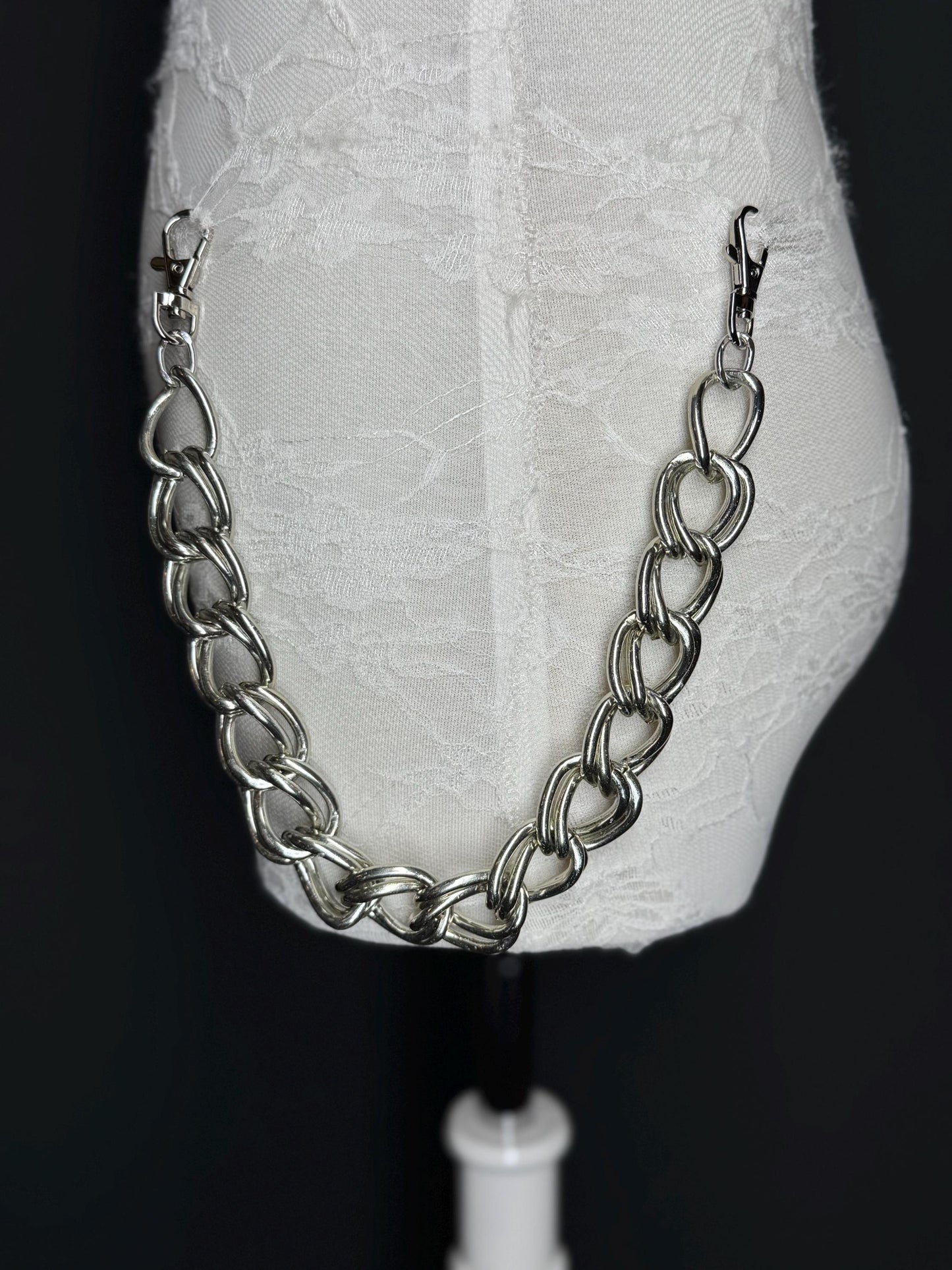 Chunky Silver Jeans Chain: Street Fashion Hip Hop Bag Accessory
