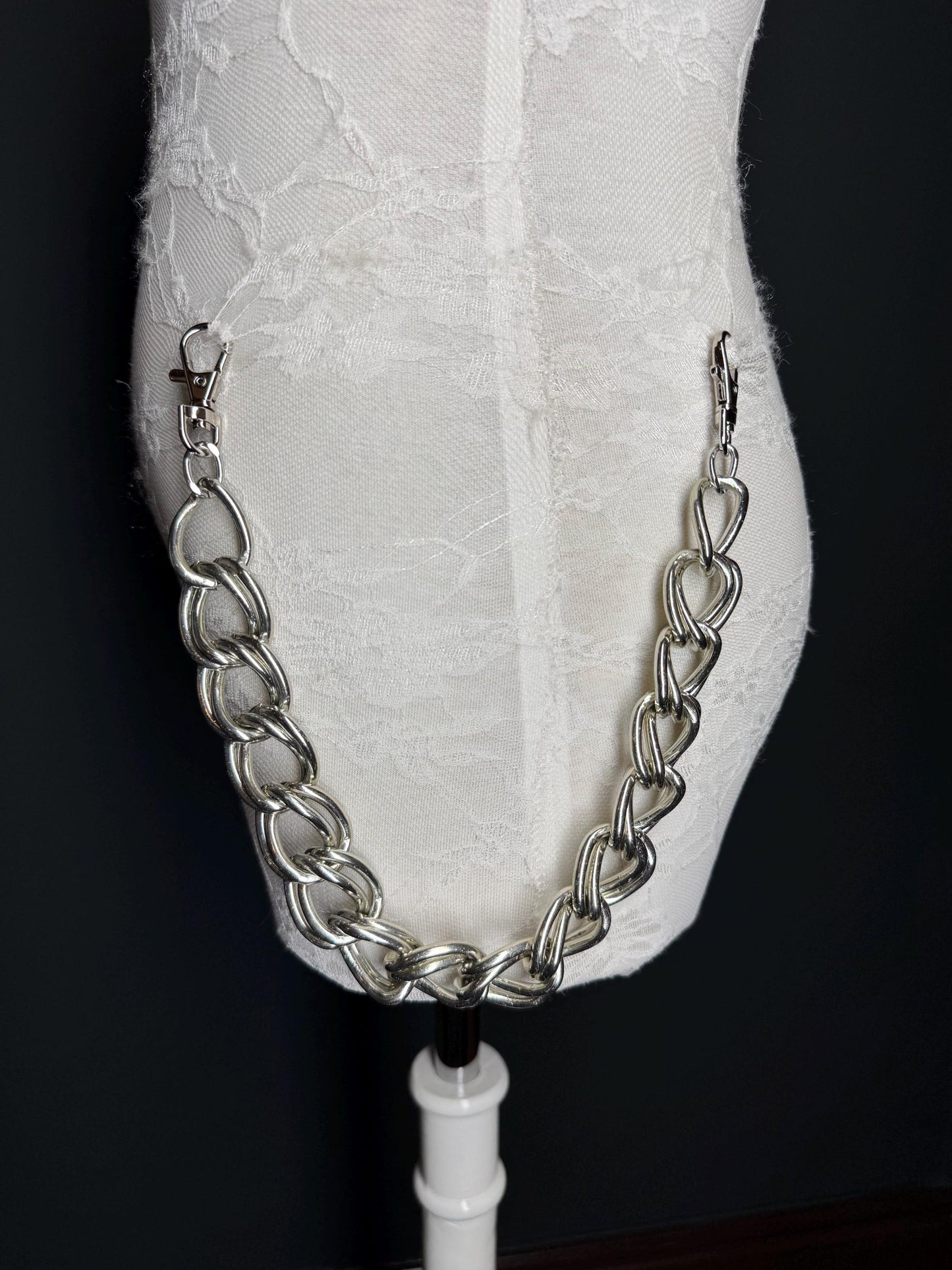 Chunky Silver Jeans Chain: Street Fashion Hip Hop Bag Accessory