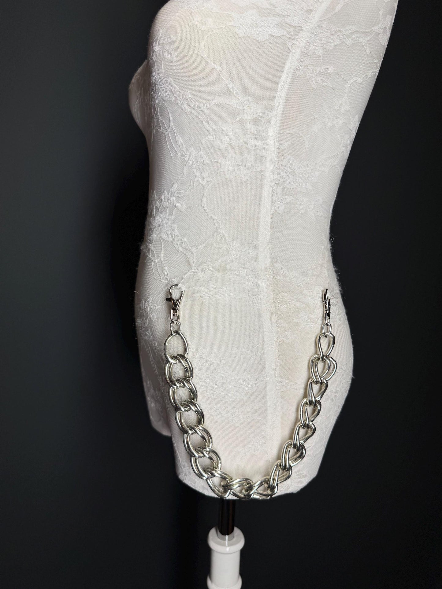 Chunky Silver Jeans Chain: Street Fashion Hip Hop Bag Accessory