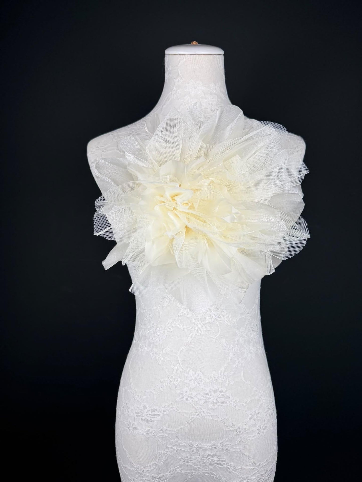 Oversized Large Organza Corsage Flower, Ivory , 5 colours, 11”, 27cm
