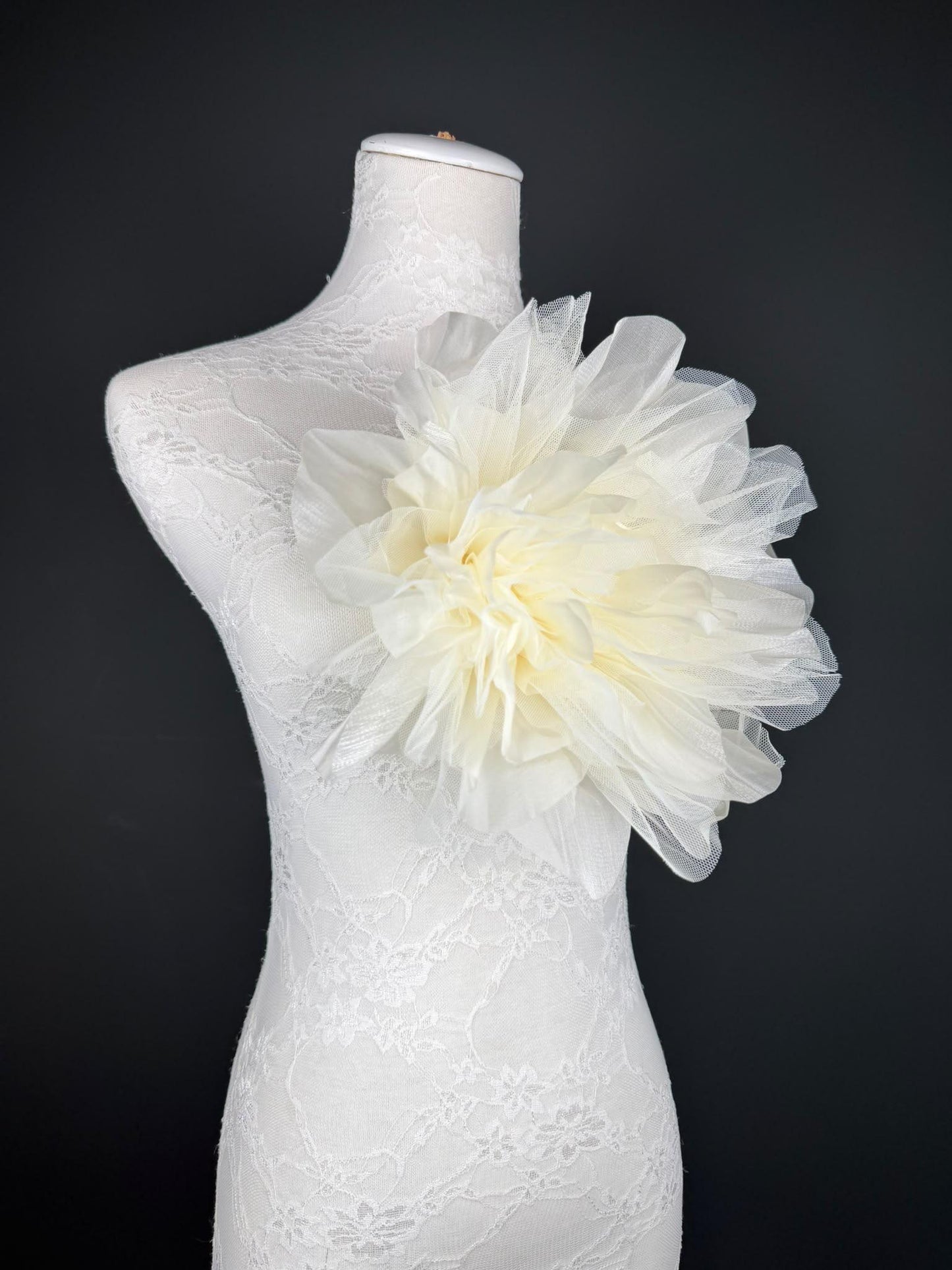 Oversized Large Organza Corsage Flower, Ivory , 5 colours, 11”, 27cm