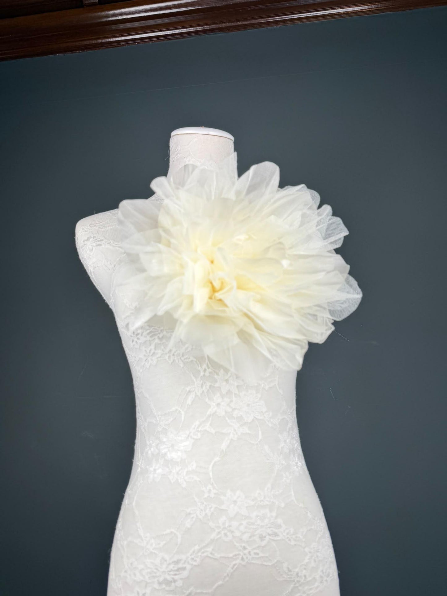 Oversized Large Organza Corsage Flower, Ivory , 5 colours, 11”, 27cm