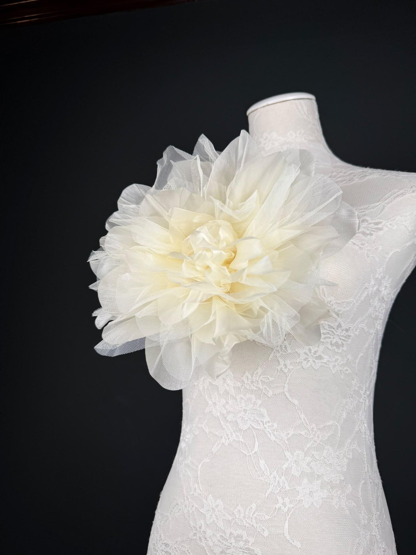 Oversized Large Organza Corsage Flower, Ivory , 5 colours, 11”, 27cm