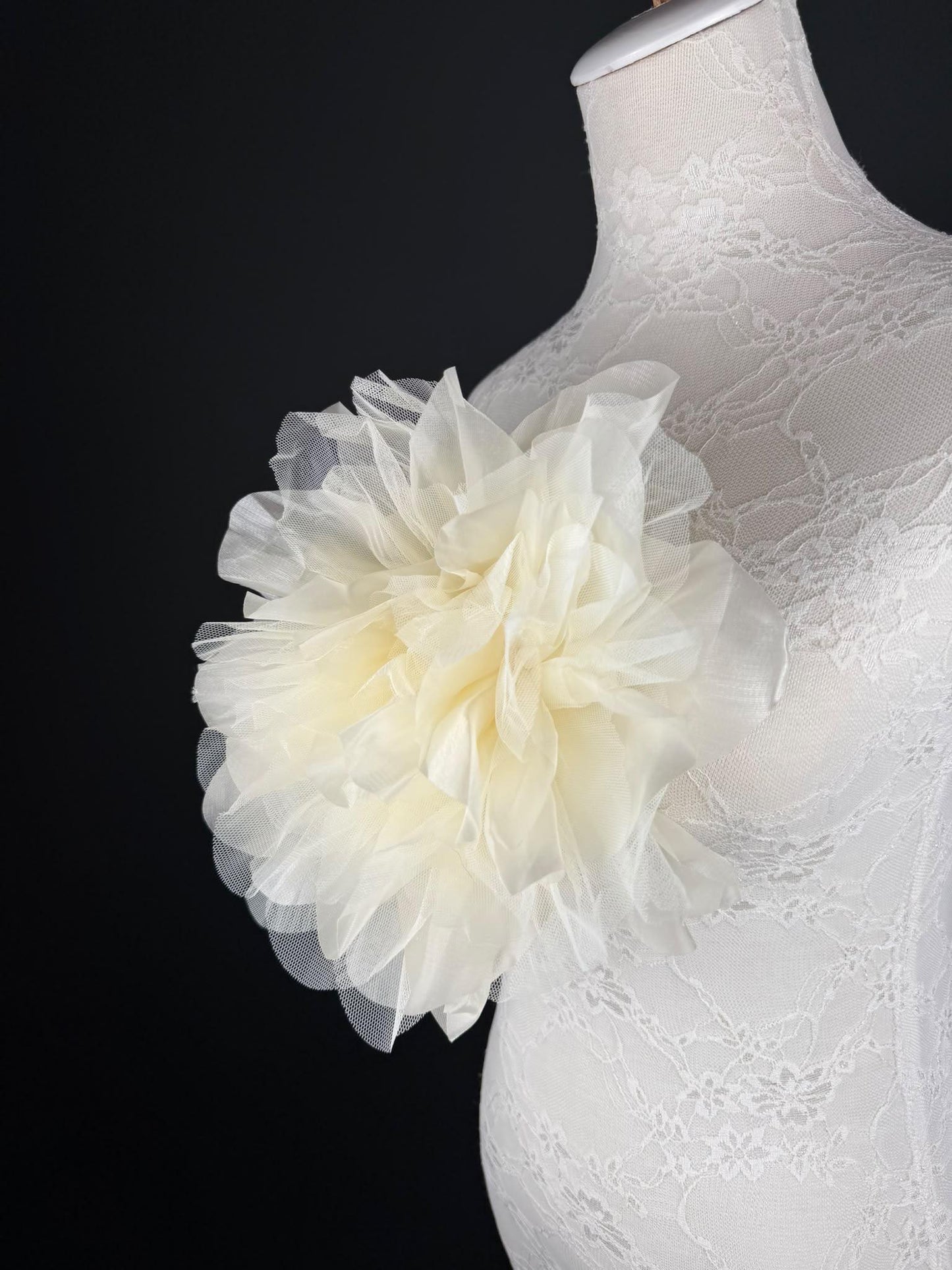 Oversized Large Organza Corsage Flower, Ivory , 5 colours, 11”, 27cm