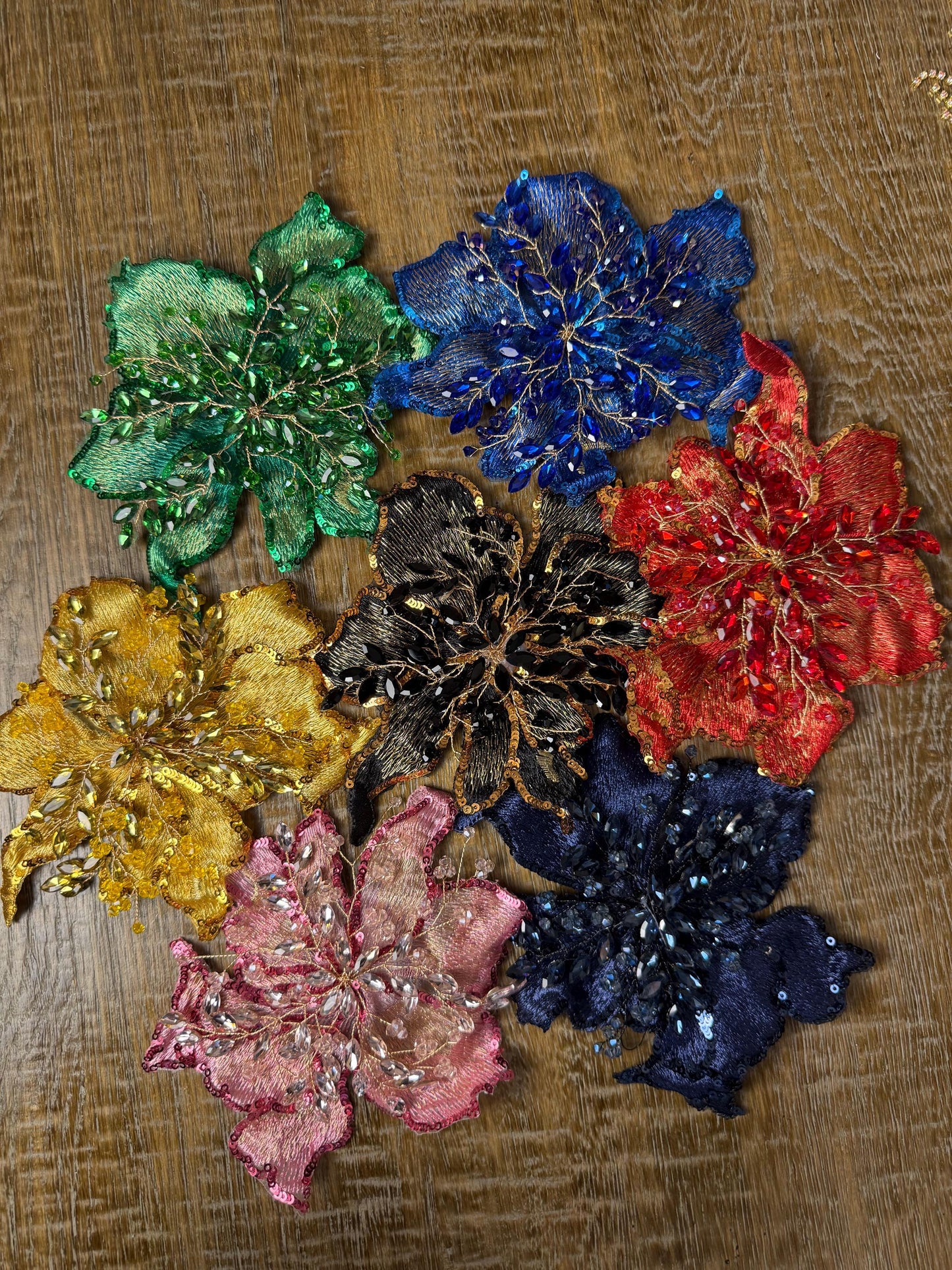 Navy Sequin and Crystal Corsage 6 inch 15cm
