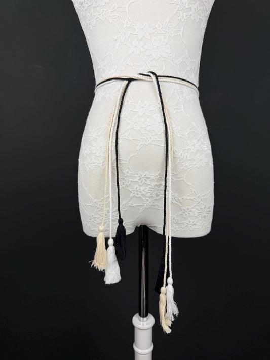 Set of 3 Tassel Cord, Tassel Belt, Tassel Necklace, 3 colours, Tie up belt