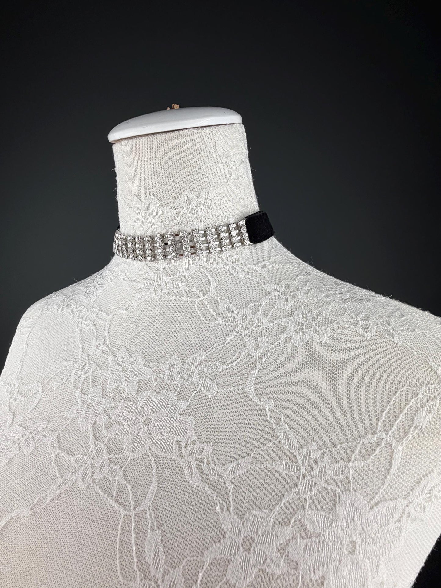 Jewel Choker: Handmade Elegant Necklace, Diamante, Jewels, Silver, Black