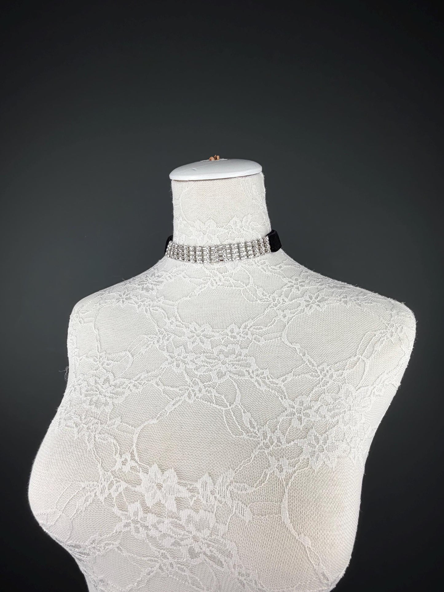 Jewel Choker: Handmade Elegant Necklace, Diamante, Jewels, Silver, Black