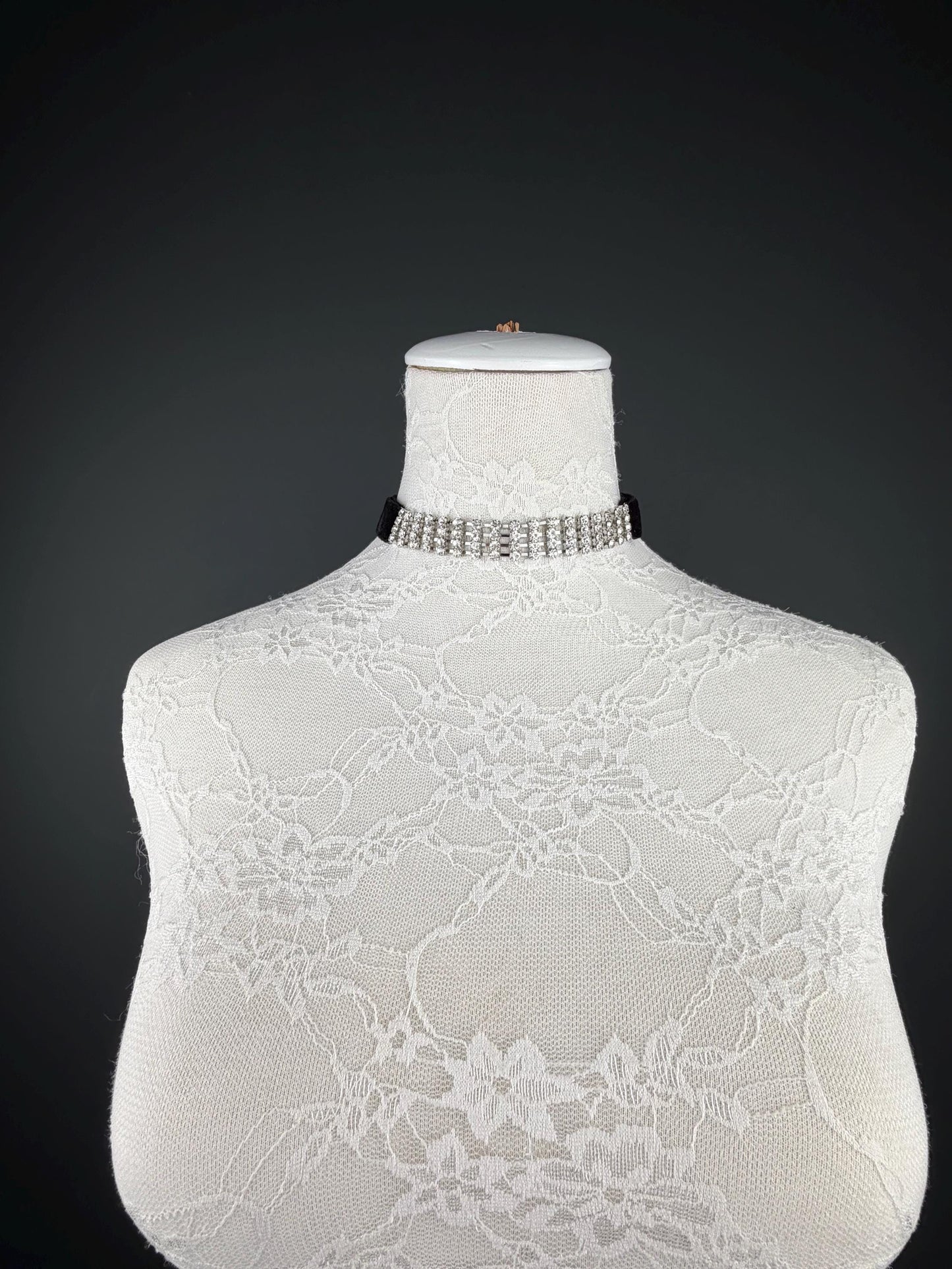 Jewel Choker: Handmade Elegant Necklace, Diamante, Jewels, Silver, Black