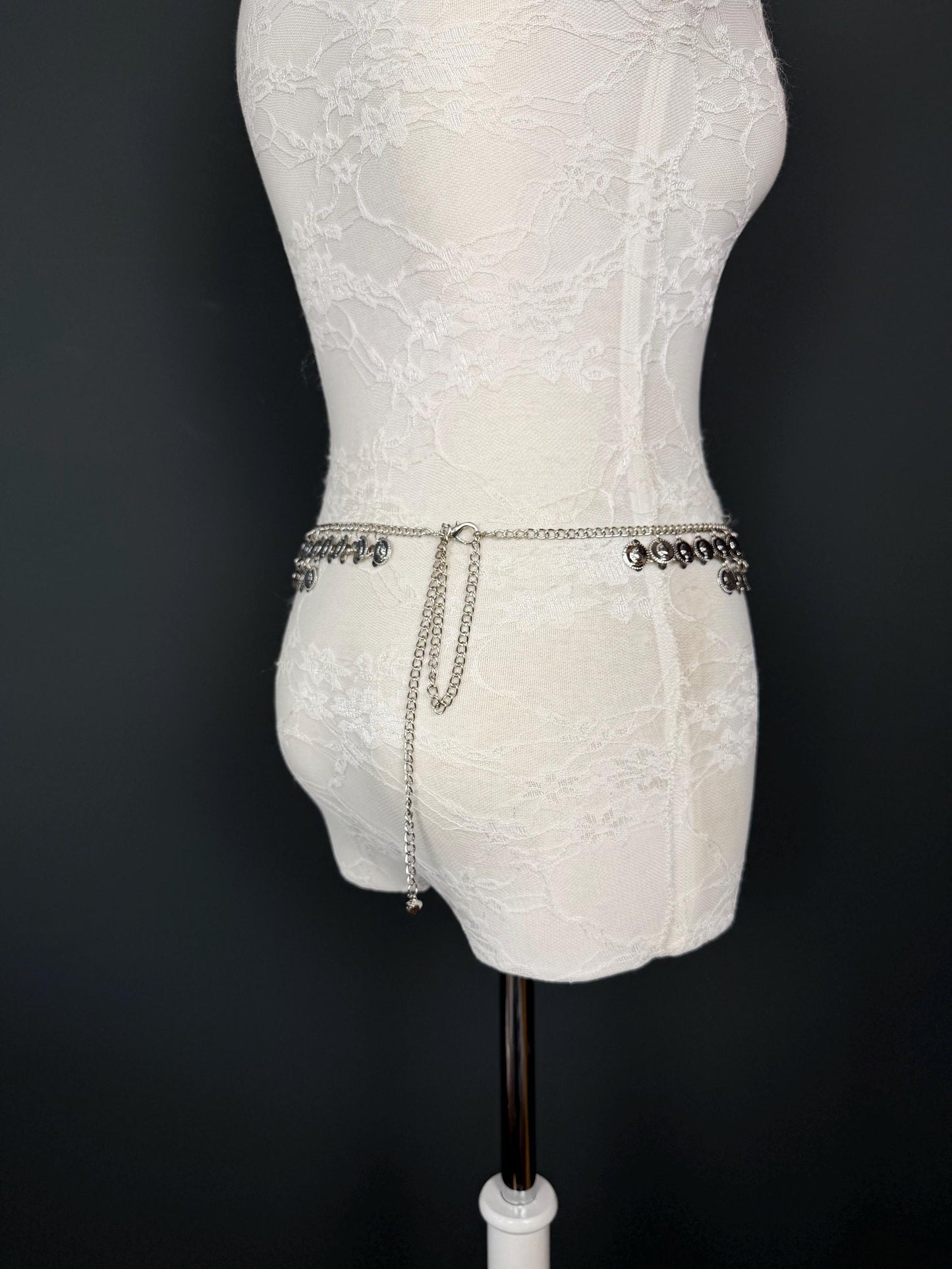 Handmade Coin Disc Bell Belly Chain Belt: Festival Costume Accessory 18-40inch, Silver, Gold, Beach Accessory